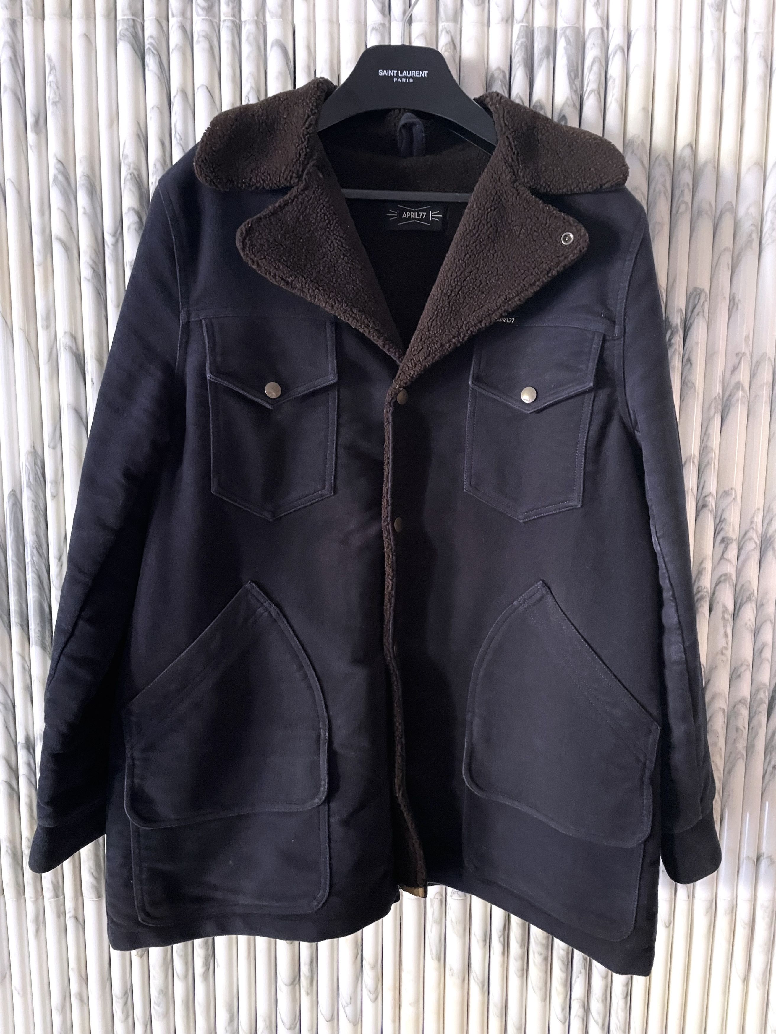 April 77 SHEARLING LINED VEGAN SUEDE PEA COAT Size US L / EU 52-54 / 3 - 1 Thumbnail