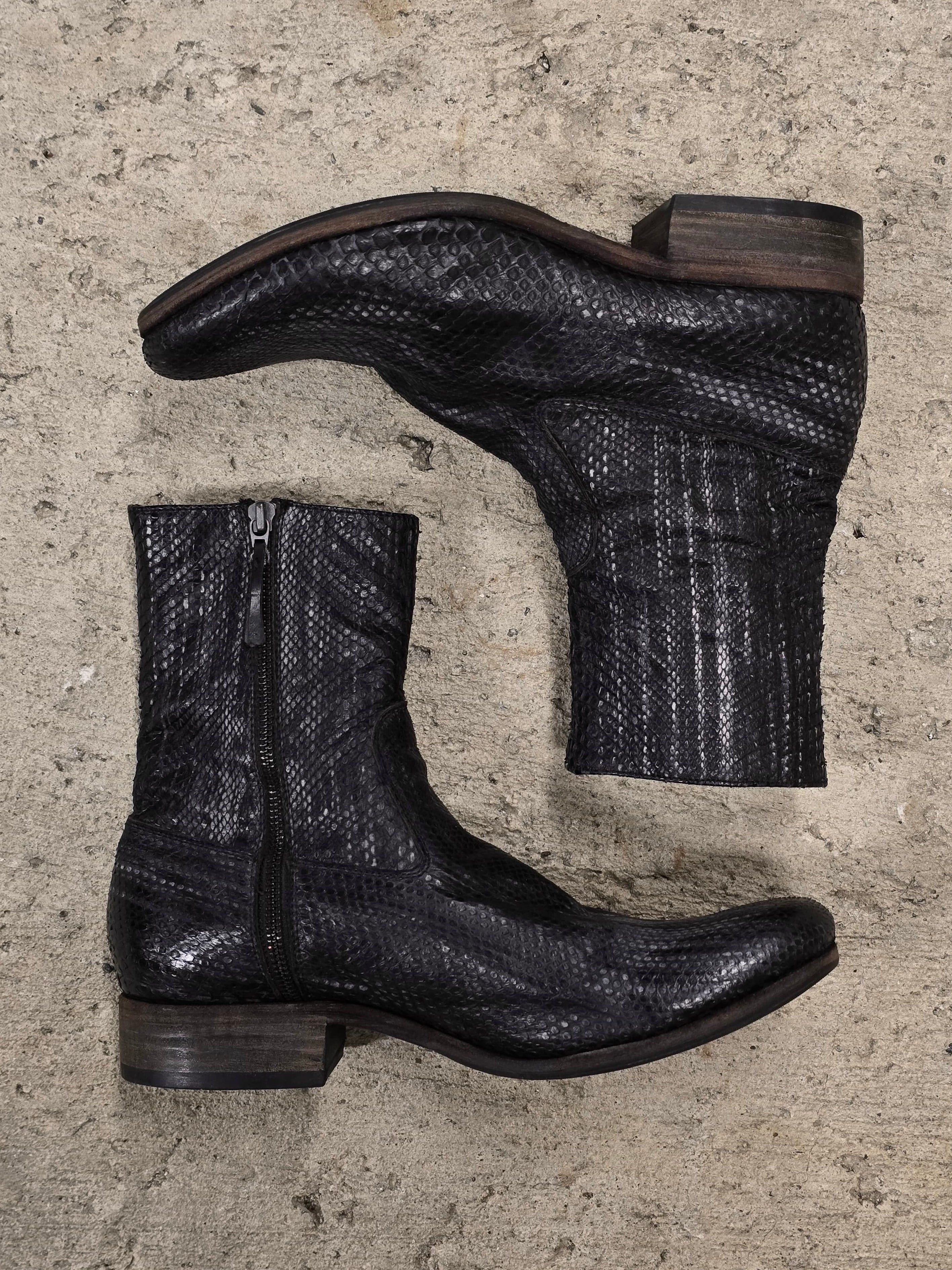 Carpe Diem Carpe Diem Striped Snakeskin Side Zip Boots Size US 10 / EU 43 - 1 Thumbnail