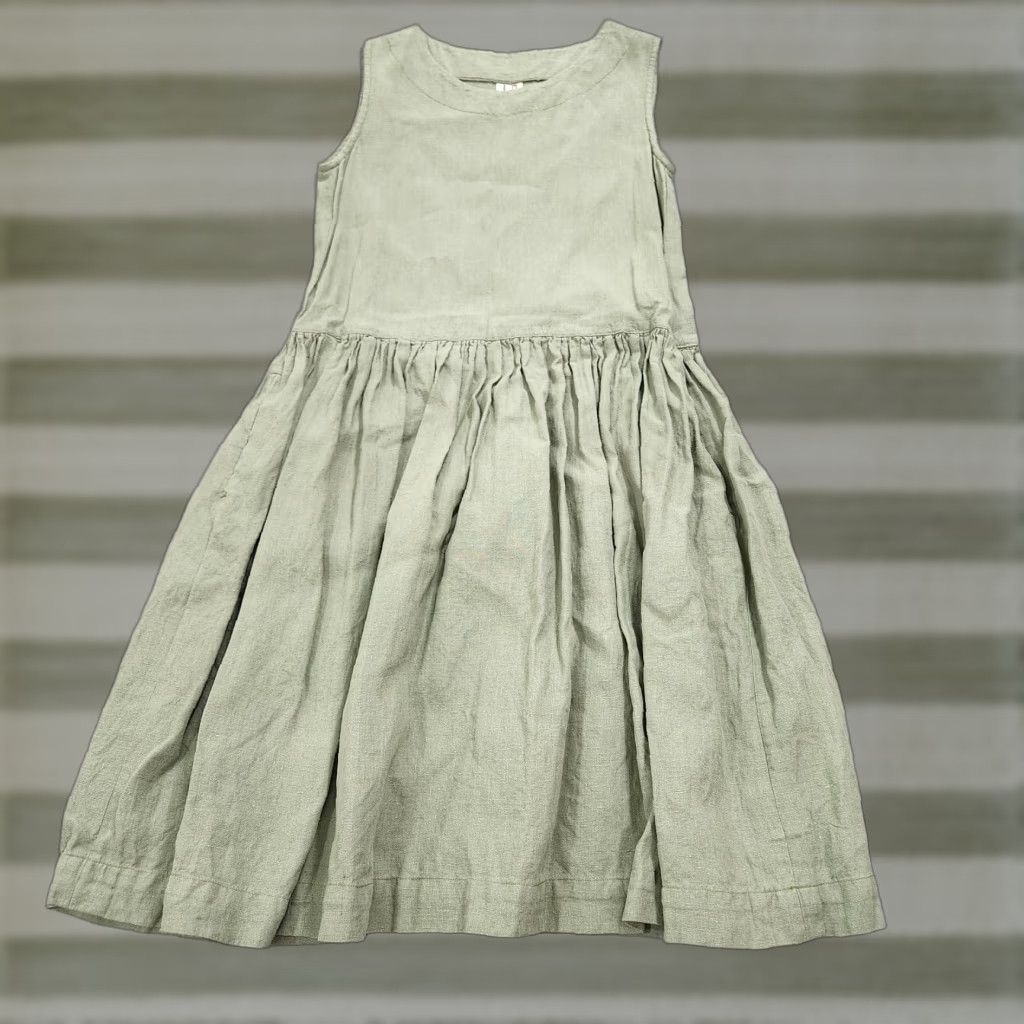 a line dress linen Inizio Linen Blend A-Line Dress Chartreuse / S