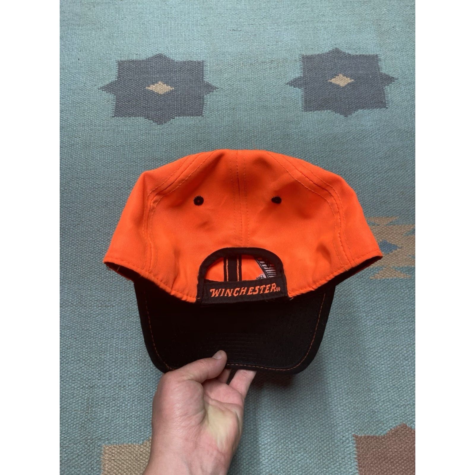 Vintage VINTAGE Winchester Strapback Hat Cap Hi Vis Blaze Orange Hunting Shotgun Guns Baseball Cap Men Adjustable Orange Blaze Hunting Mens Size 44L - 4 Thumbnail