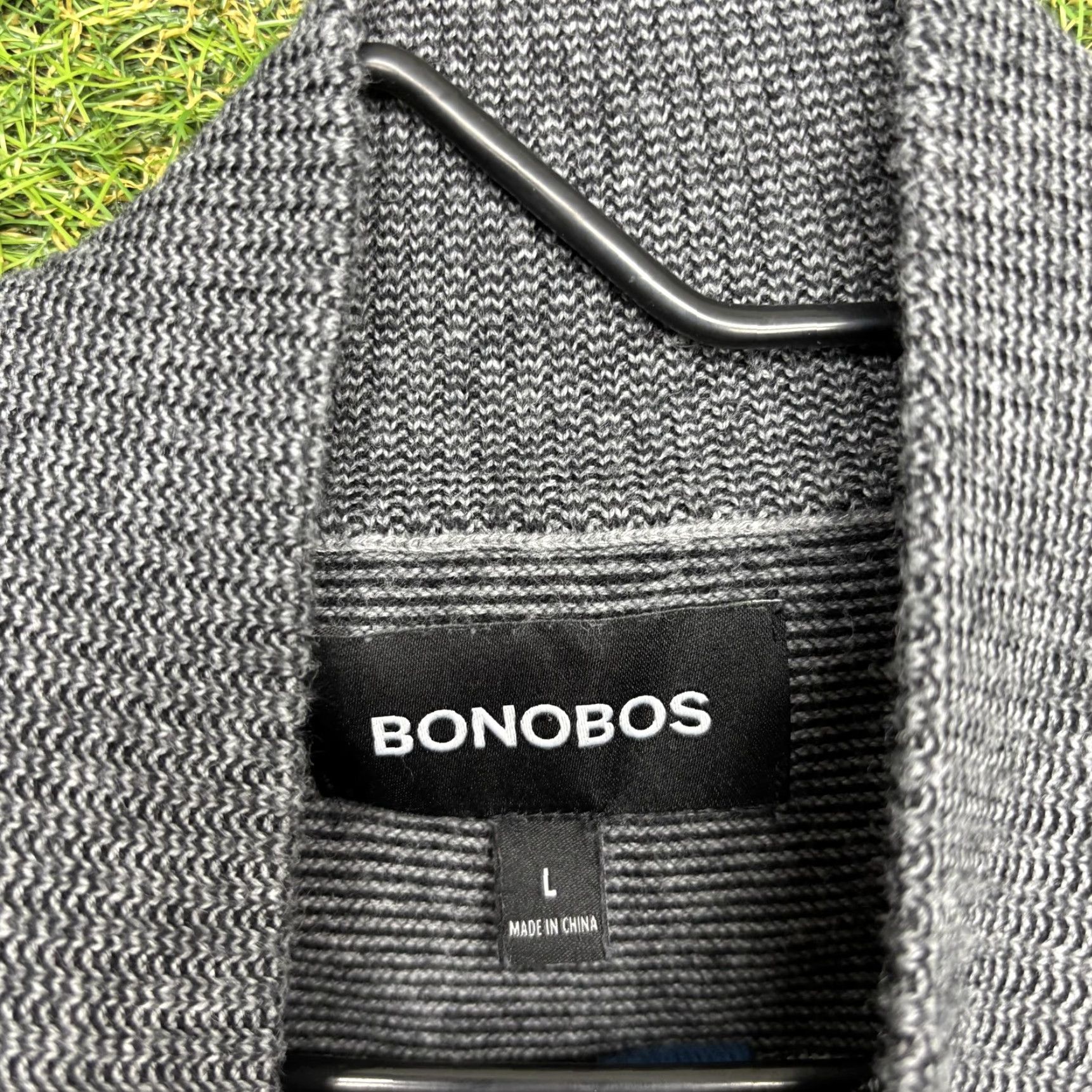 Bonobos Bonobos Sweater Mens Large Gray 1/4 Zip Mock Neck Knit Striped Pullover Casual Size US L / EU 52-54 / 3 - 7 Thumbnail