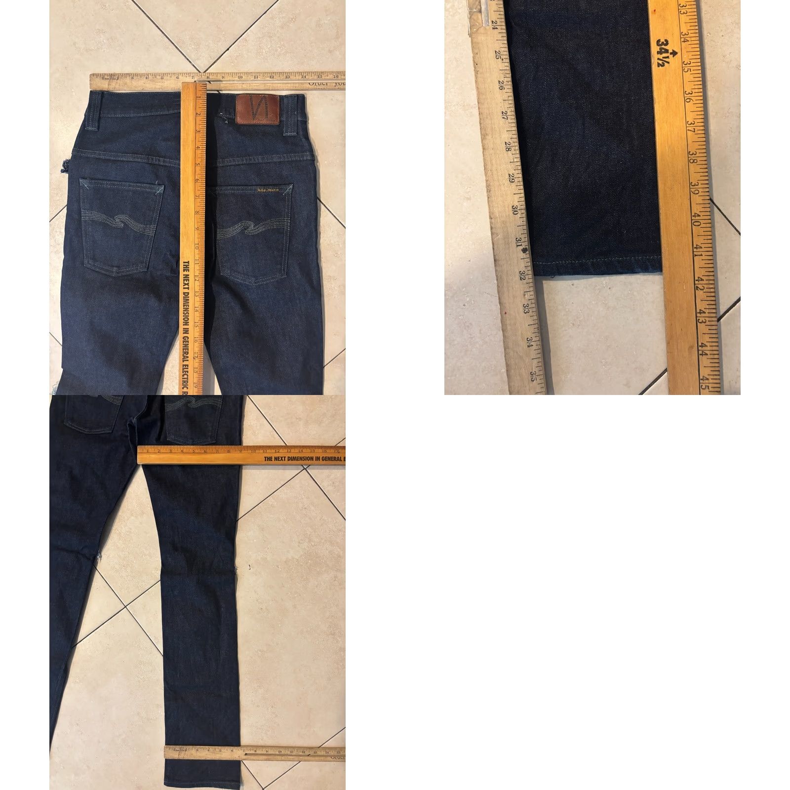 Nudie Jeans Nudie Jeans Slim 5-Pocket Denim Jeans Distressed Dark Wash Blue 30x34 Men 4607 Size US 30 / EU 46 - 8 Thumbnail