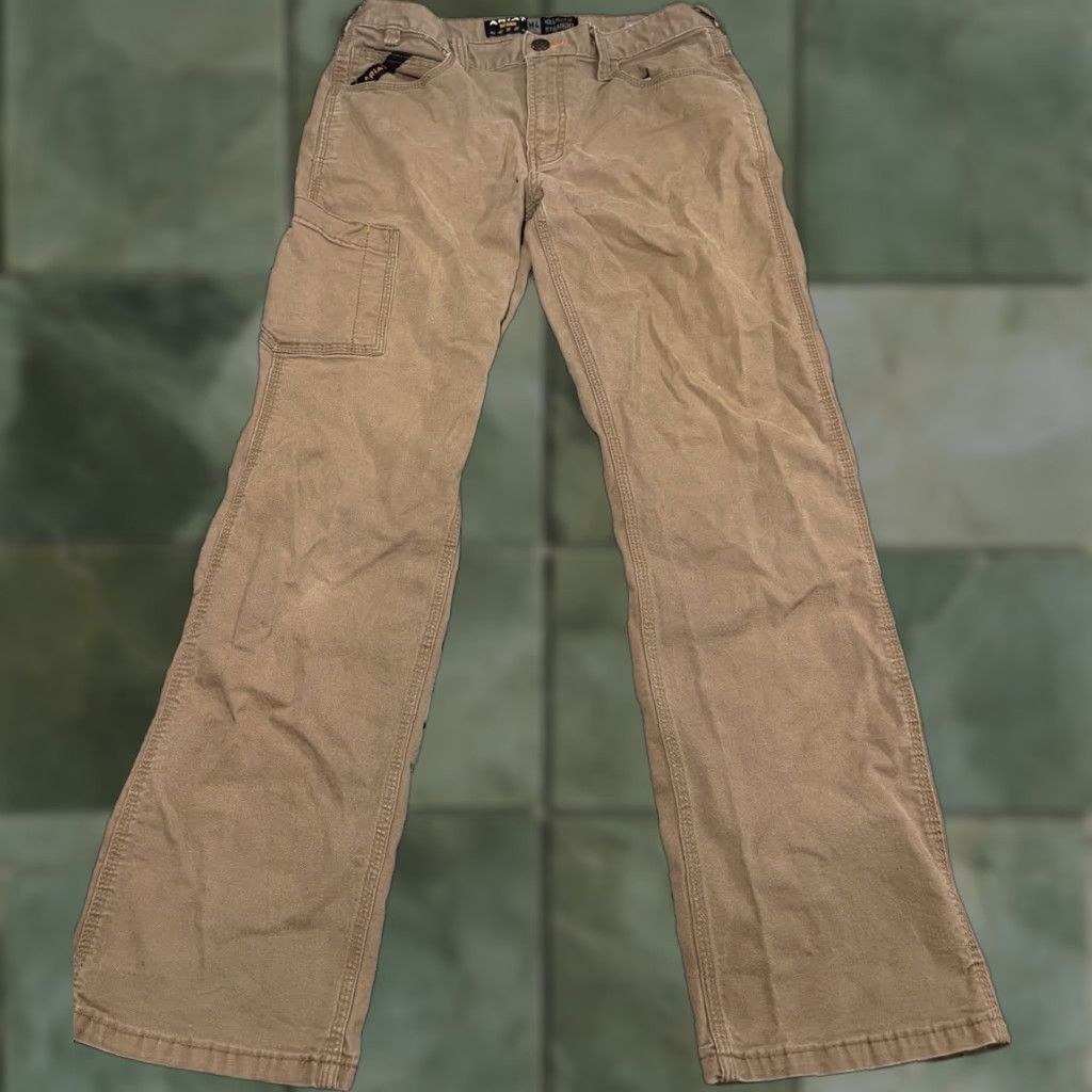 Ariat Ariat Rebar M4 Pants Mens 29x29.5 Khaki Relaxed Fit Straight Cut Workwear Pants Size US 29 - 1 Thumbnail