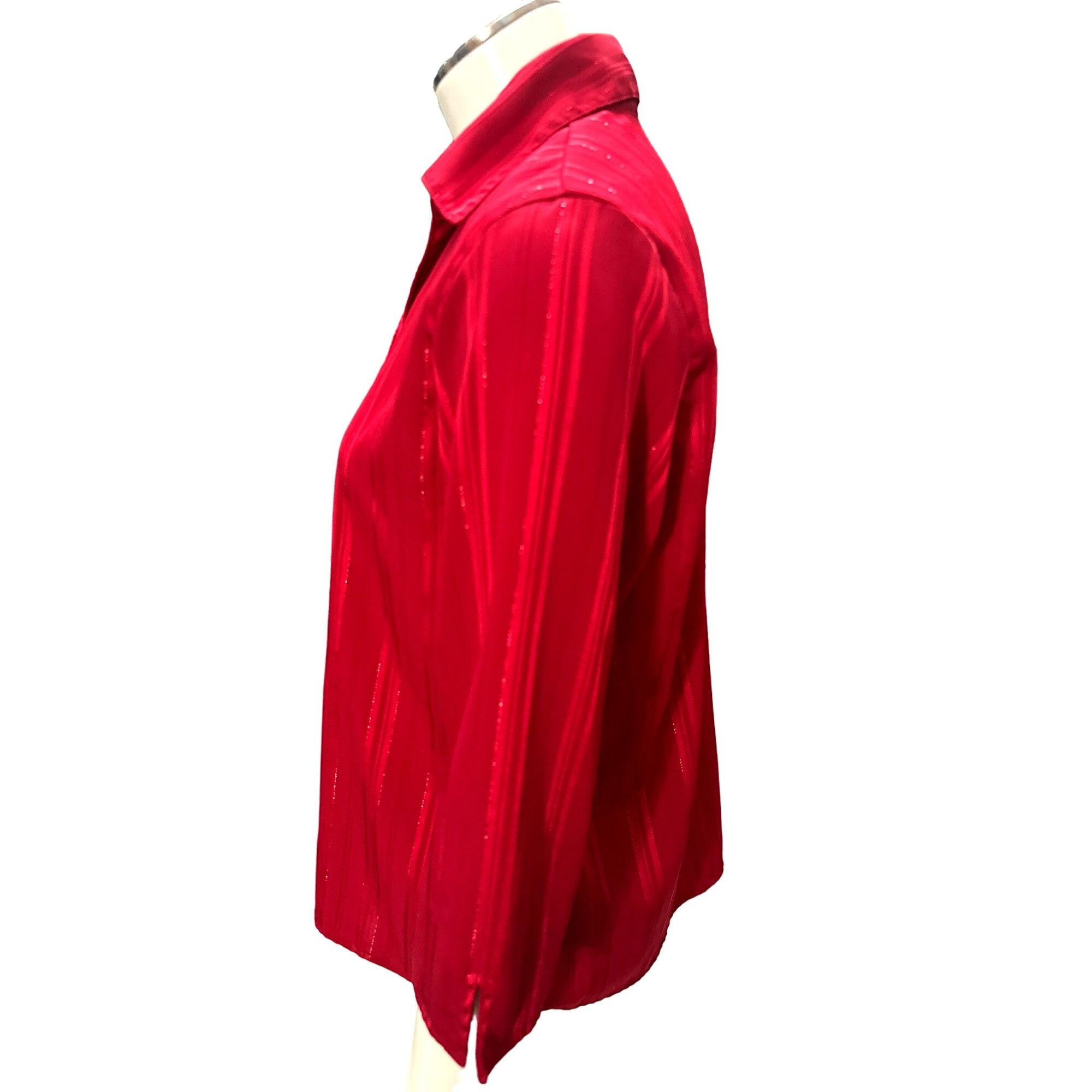 Other 1830 Stretch Vintage Red Blouse Fitted Button Front Size PS Size S / US 4 / IT 40 - 4 Thumbnail
