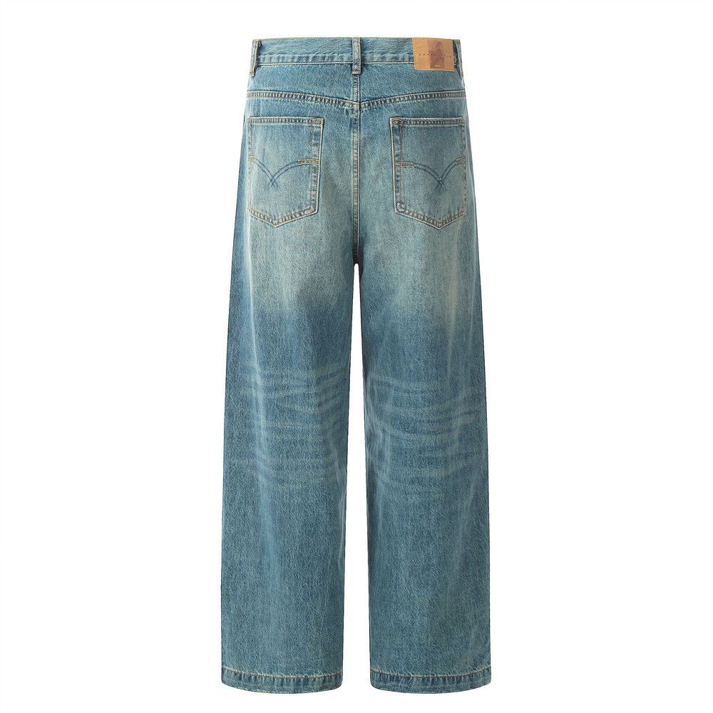Japanese Brand Men's retro street trend all-match distressed washed jeans Size US 32 / EU 48 - 3 Thumbnail