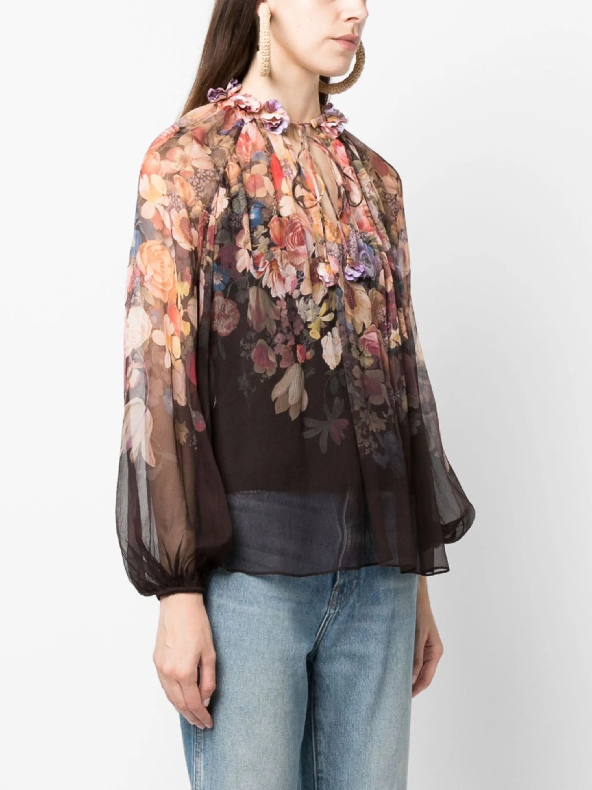 Zimmermann oc11z0325 Luminosity Floral Blouse in Multicolor Size XL / US 12-14 / IT 48-50 - 3 Thumbnail