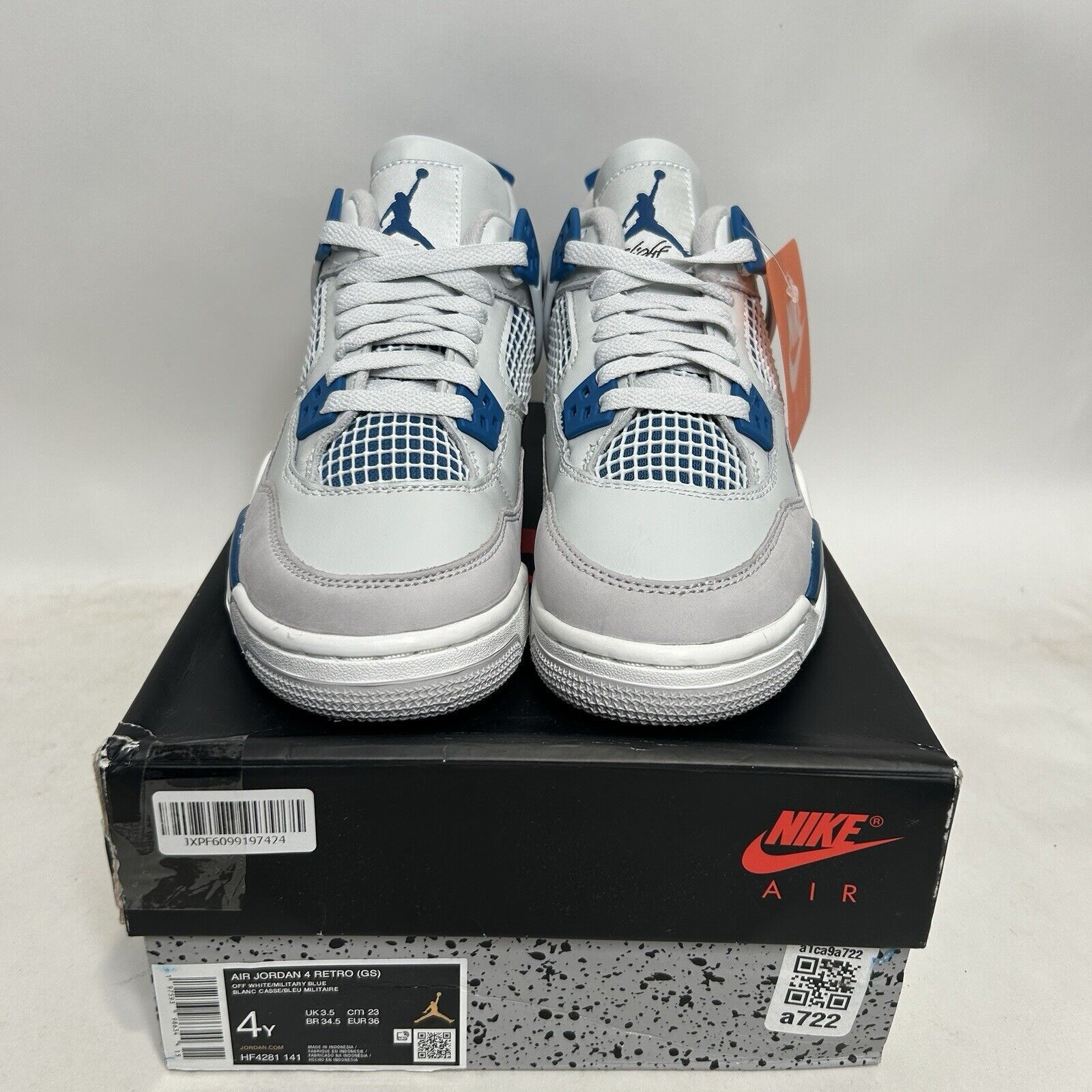Nike Nike Air Jordan 4 Retro GS “Military/Industrial Blue” 2024 Size US 5.5 / IT 35.5 - 2 Thumbnail