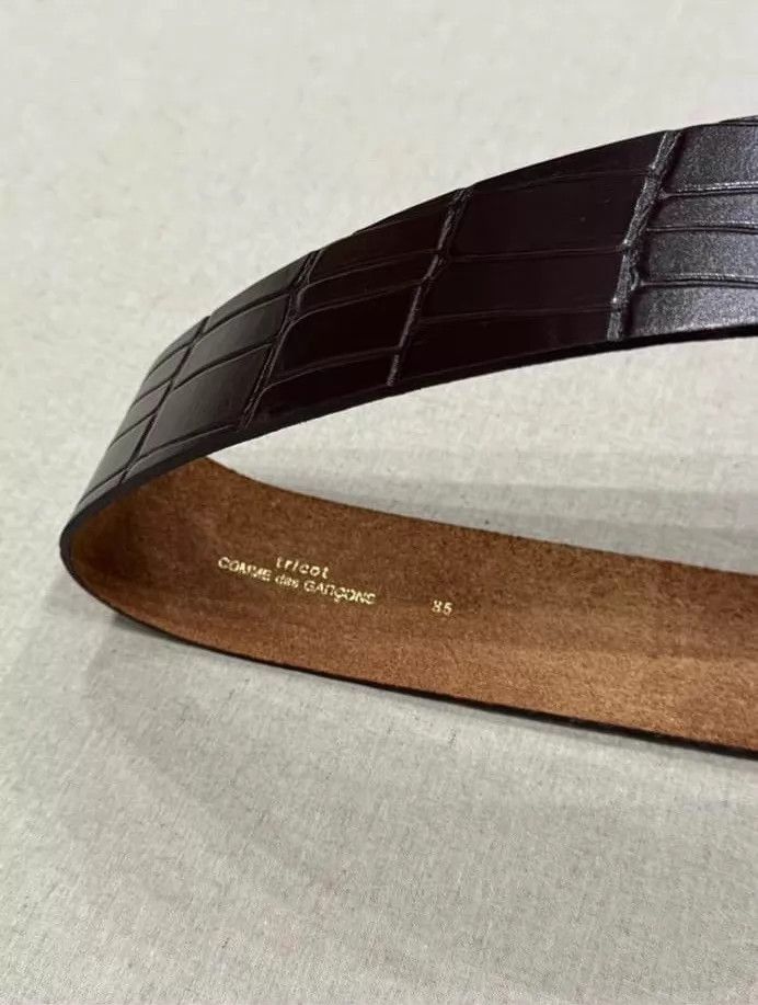 Comme des Garcons Black Crocodile Pattern Leather Belt Size ONE SIZE - 4 Thumbnail
