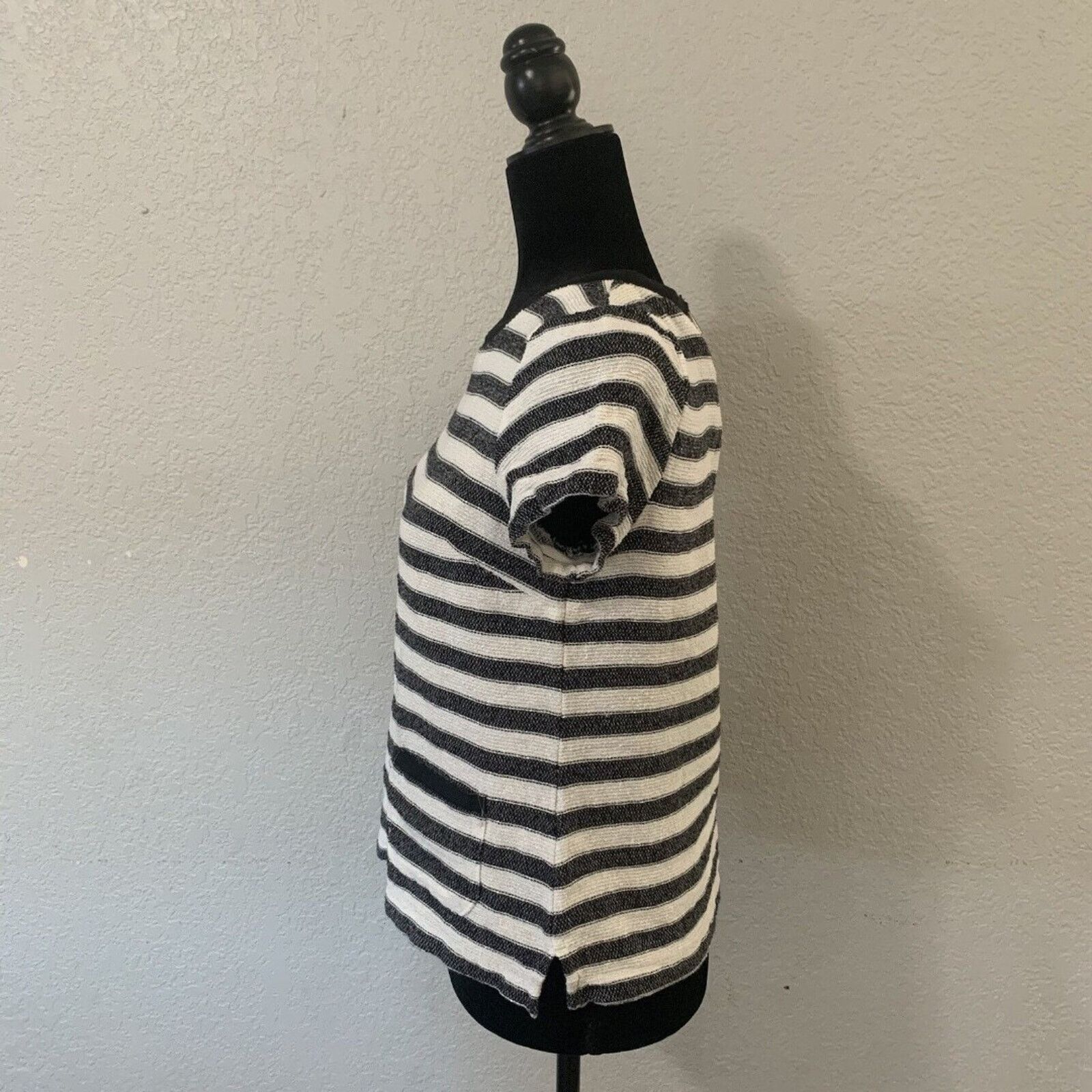 Other New York & Co Blouse Sm Blk White Stripe Zipper Cotton Blend Size S / US 4 / IT 40 - 7 Thumbnail