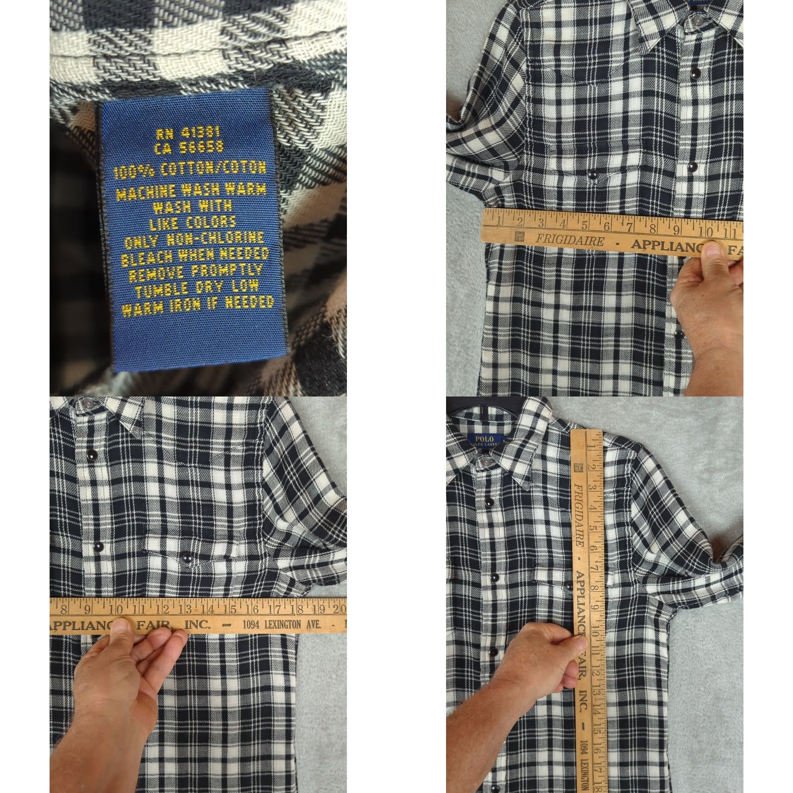 Polo Ralph Lauren POLO RALPH LAUREN Women Button-Up Shirt Black Ivory Plaid Long Sleeve Snap Western 10 Size L / US 10 / IT 46 - 8 Thumbnail