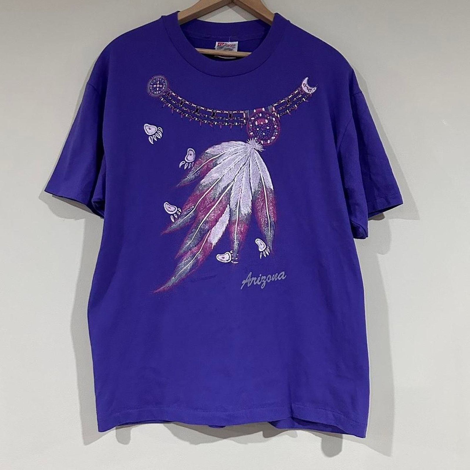 Hanes Vintage Native American Feather Arizona Tee Shirt Size US L / EU 52-54 / 3 - 1 Thumbnail