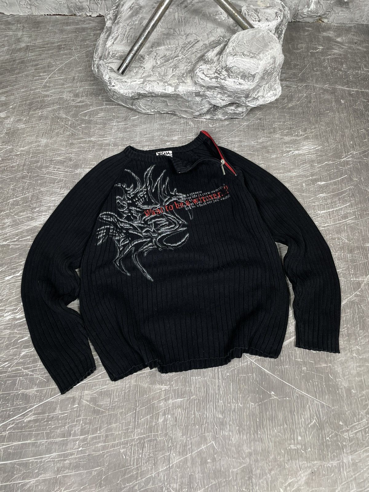 Japanese Brand Vintage Y2K Japanese Textured Zip Sweater Diesel Style Size US L / EU 52-54 / 3 - 1 Thumbnail