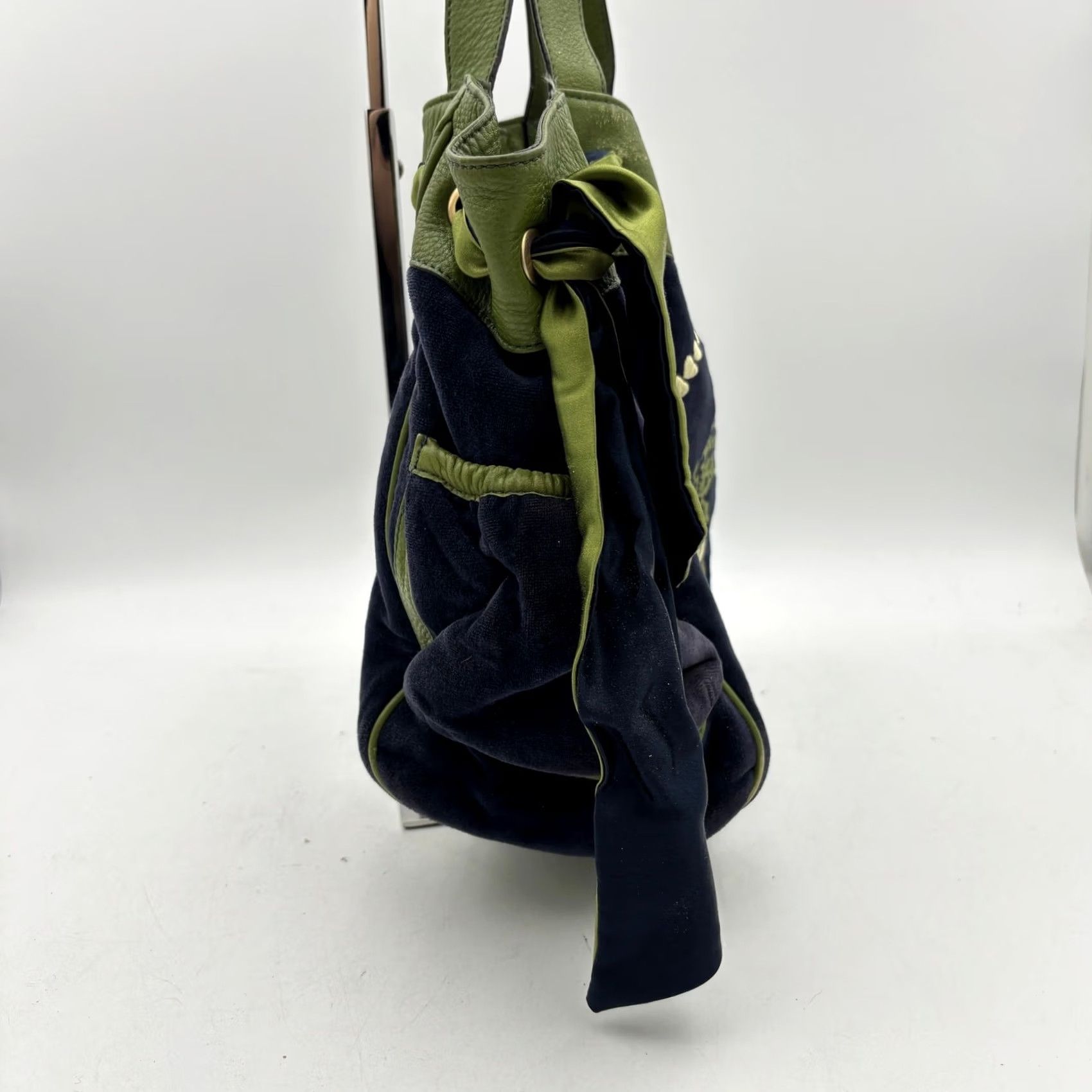 Juicy Couture VINTAGE Juicy Couture Daydreamer Shoulder Bag Purse Y2K Velour Bag Women Blue Cotton/Poly Top Handle Womens Size ONE SIZE - 4 Thumbnail