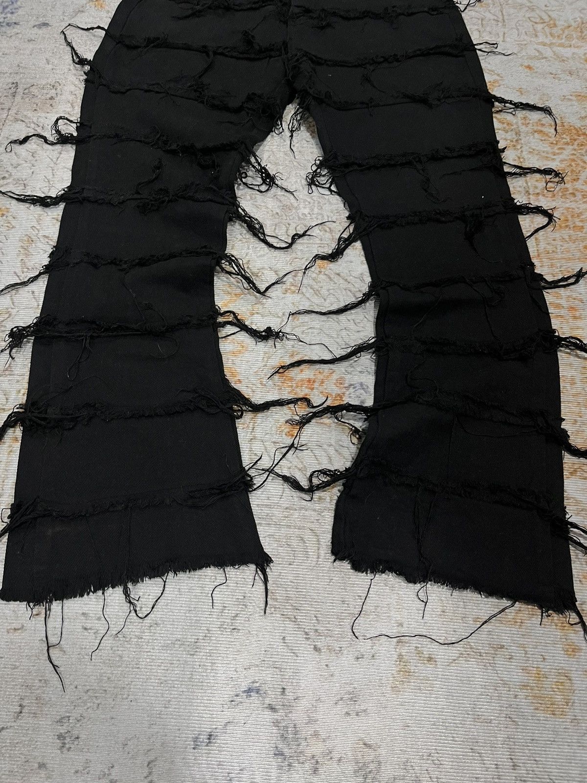 Japanese Brand Stacking Motive Flare Fringe Black Jeans Size US 31 - 3 Thumbnail