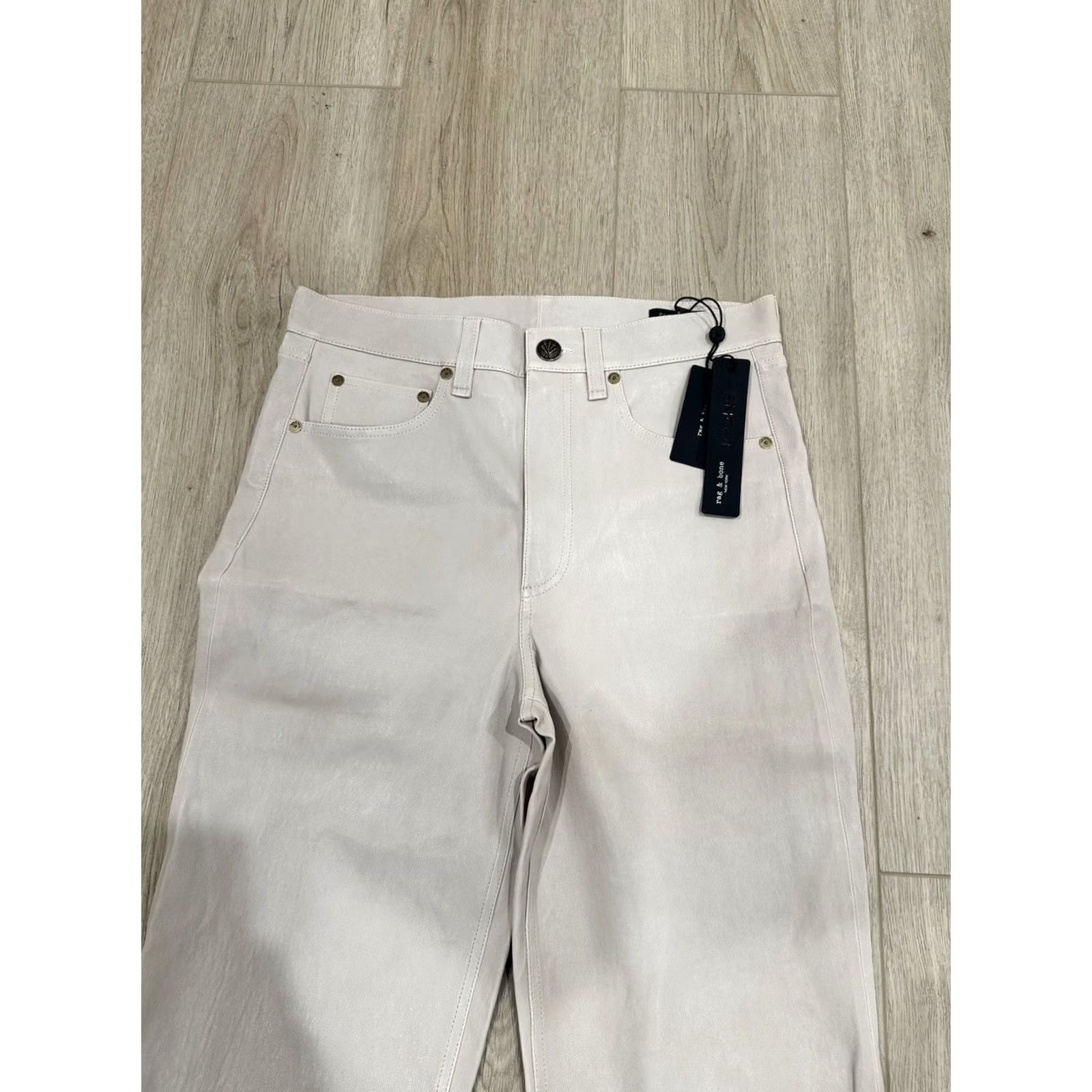Rag & Bone NWT rag & bone Trousers Stone Leather Mid Rise Straight W28 Women Regular Size 28 Boys? Size 28" / US 6 / IT 42 - 4 Thumbnail