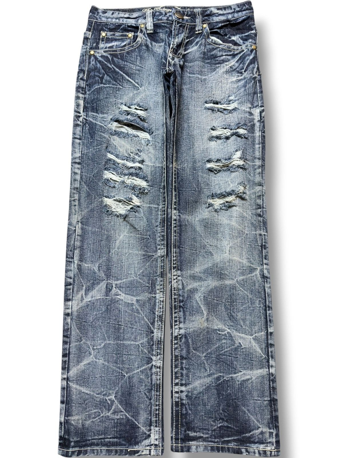 Hysteric Glamour Vintage Japanese Brand Honeycomb Ripped Distressed Denim Size US 31 - 1 Thumbnail