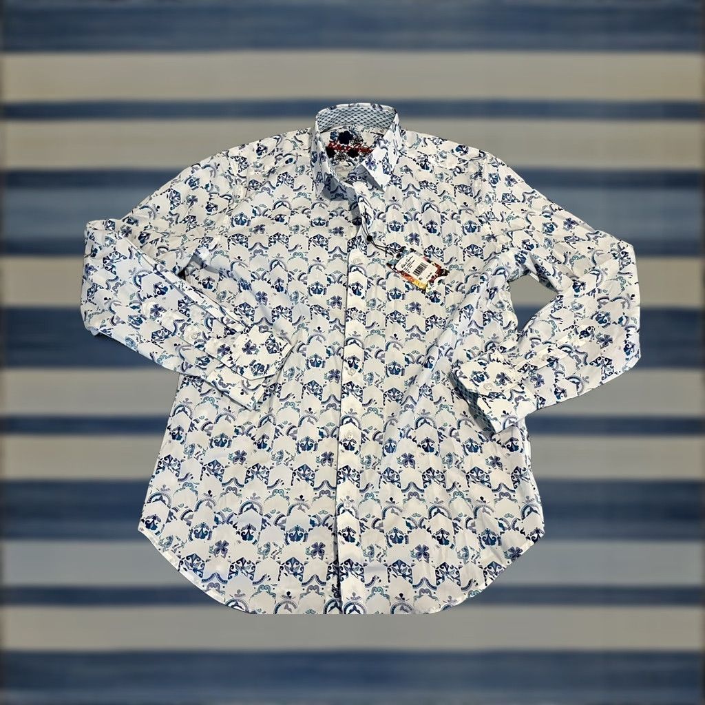 Robert Graham Robert Graham Shirt Mens Long Sleeve Button-Up NWT White Cotton Blend Paisley M Size US M / EU 48-50 / 2 - 1 Thumbnail