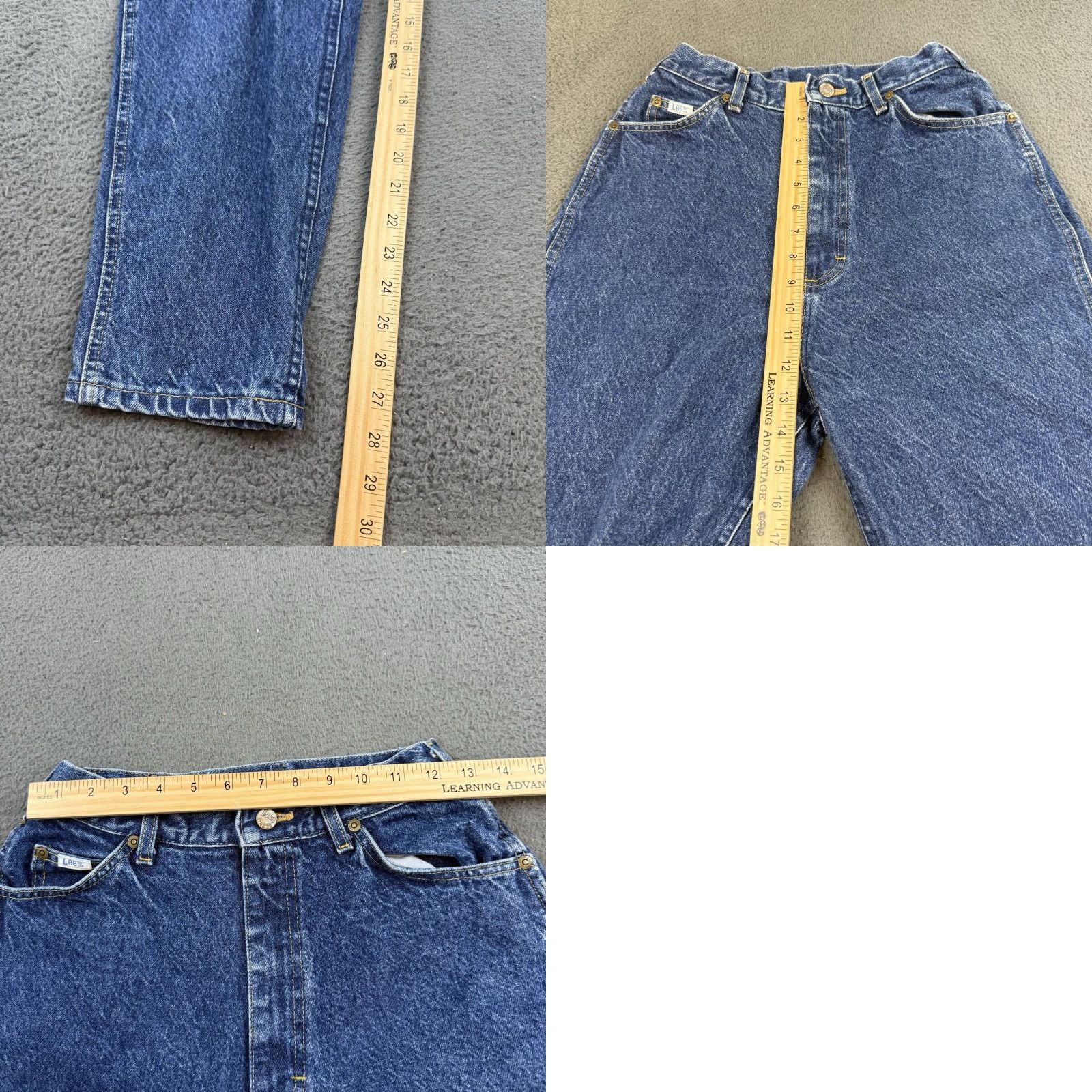 Lee VINTAGE Lee Jeans Womens 12 24x28 Blue Denim High Rise Straight Leg 90s USA Size 34" / US 12 / IT 48 - 8 Thumbnail