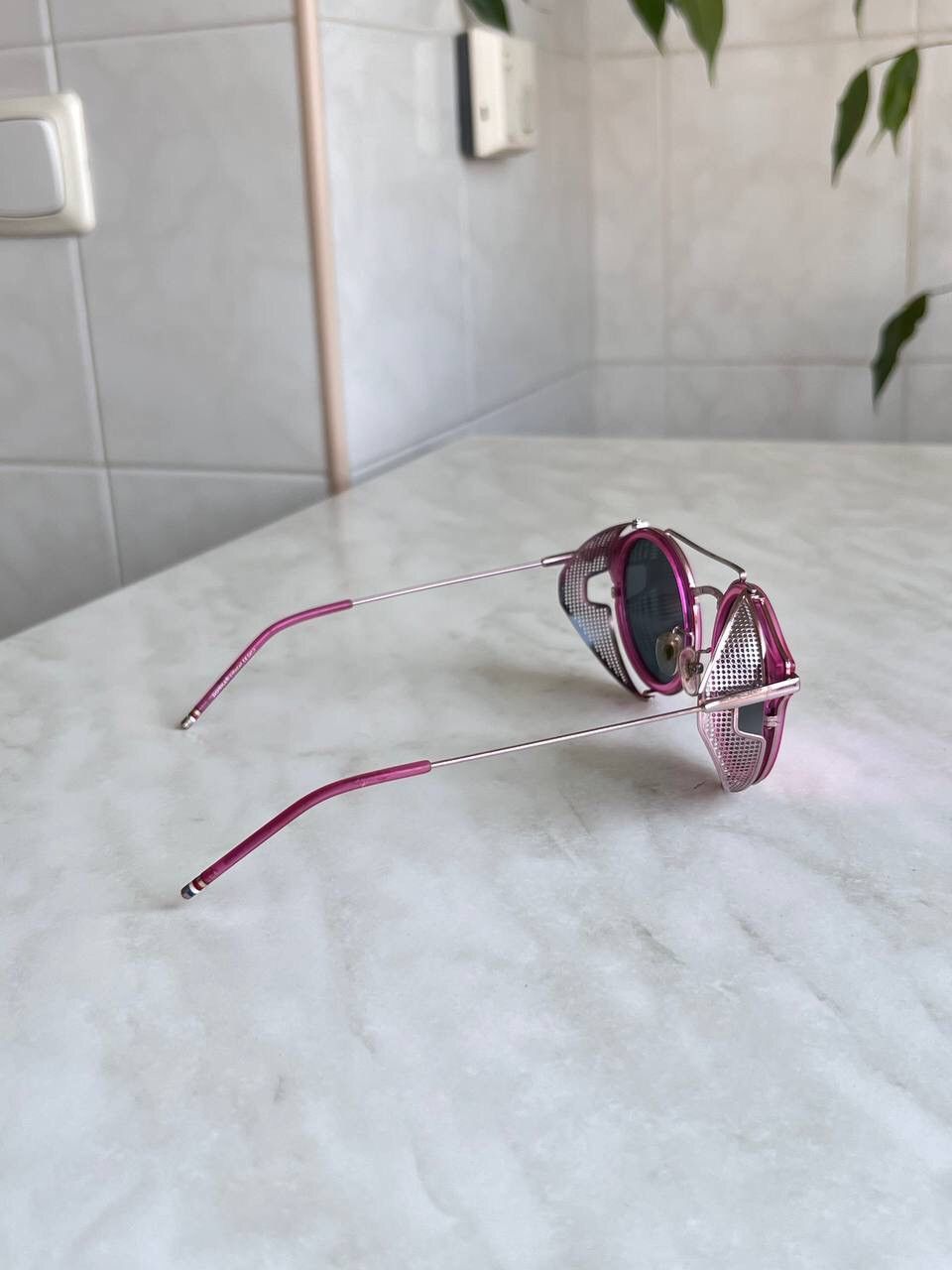 Japanese Brand × Vintage Vintage Mad Max Style 2000s Metal Pink Y2K Rock Sunglasses Size ONE SIZE - 2 Thumbnail