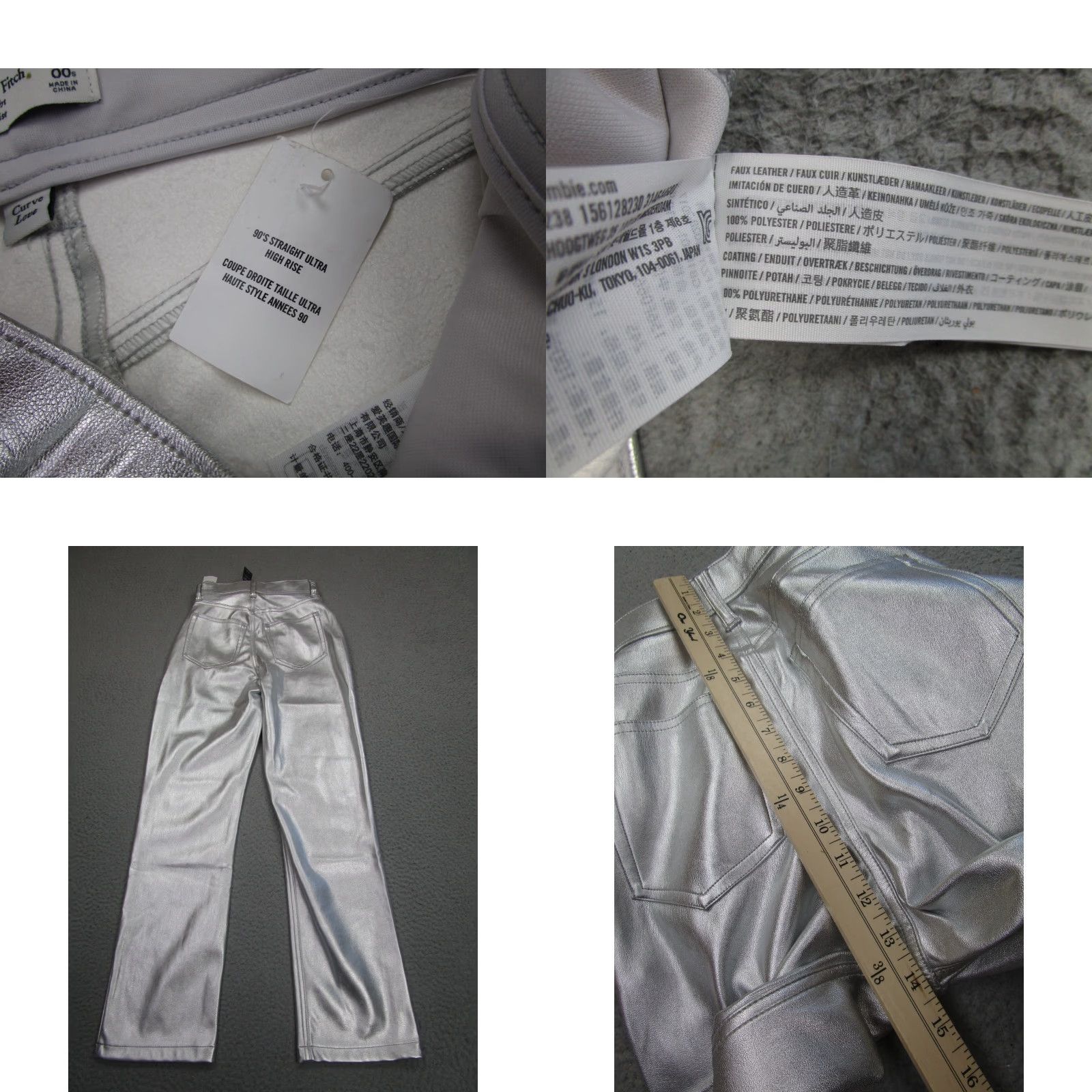 Abercrombie & Fitch Abercrombie & Fitch Vegan Leather Pants Womens 25 Ultra High Rise 90s Silver Khakis Straight Modern Vintage: No Size 24" / US 00 / IT 34 - 9 Thumbnail