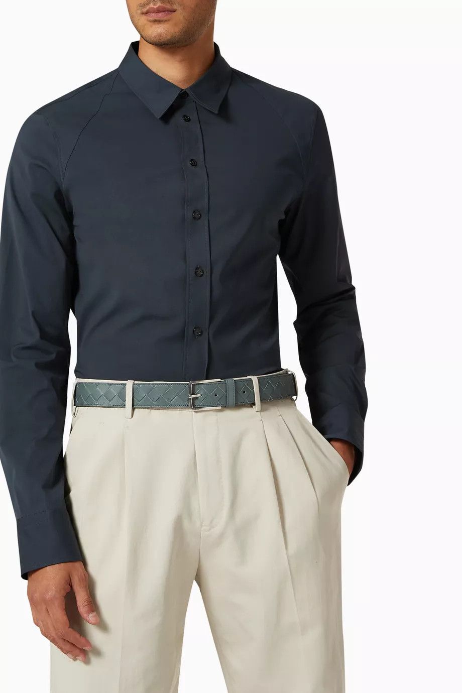 Bottega Veneta o1lf3ng10925 Size: 115 / Intrecciato Belt in Thunder Size 46 - 2 Thumbnail