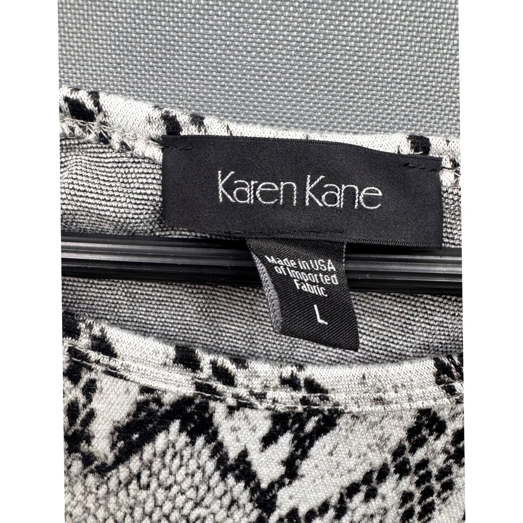 Vintage Karen Kane Womens Grey Black Snakeskin Print Long Sleeve Scoop Neck Top Large Size L / US 10 / IT 46 - 6 Thumbnail