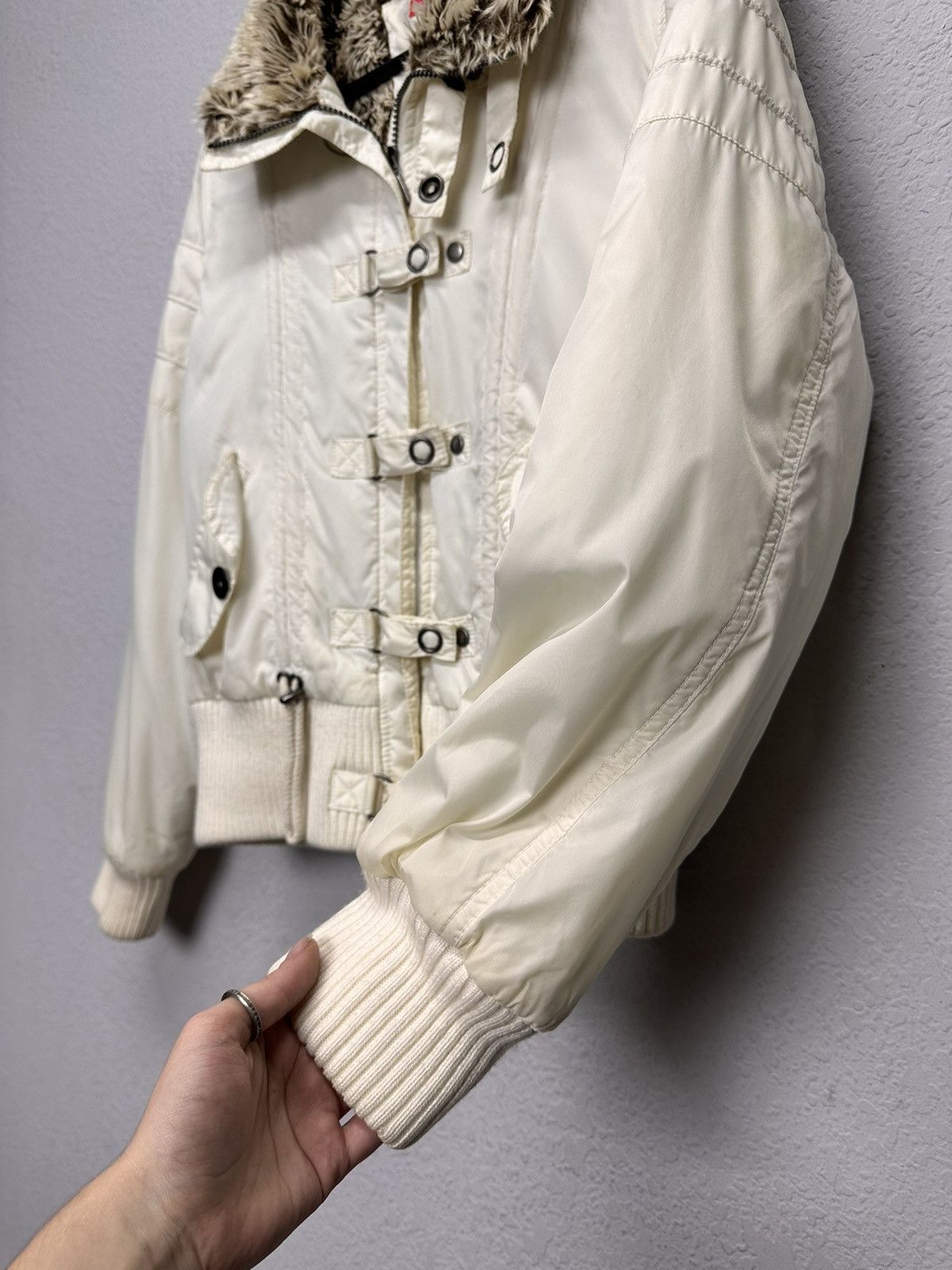 Le Grande Bleu (L.G.B.) Vintage Army Military Fur Hood Jacket Y2K Utility Cropped Size M / US 6-8 / IT 42-44 - 8 Thumbnail