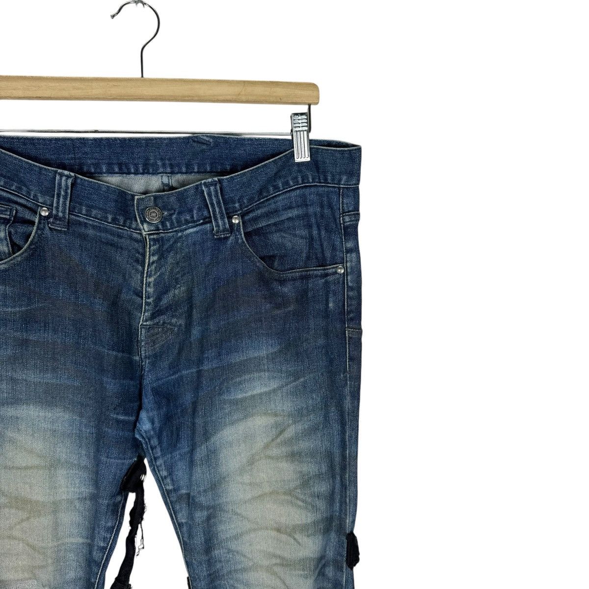 If Six Was Nine 🌟TORNADO MART BONDAGE FLARE DENIM PANTS Size US 34 / EU 50 - 4 Thumbnail