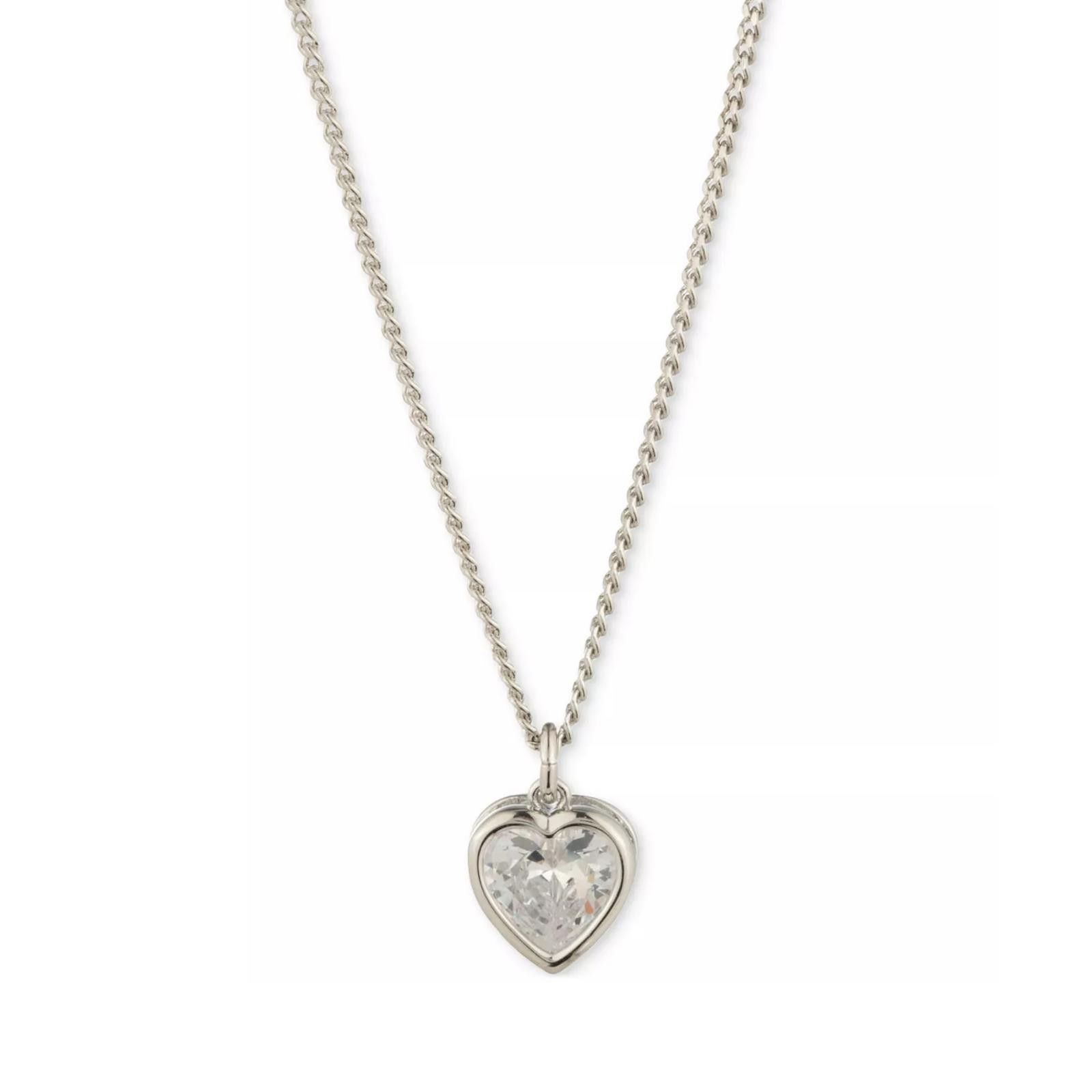 Givenchy Givenchy Silver-Tone Cubic Zirconia Heart Pendant Necklace Size ONE SIZE - 1 Thumbnail
