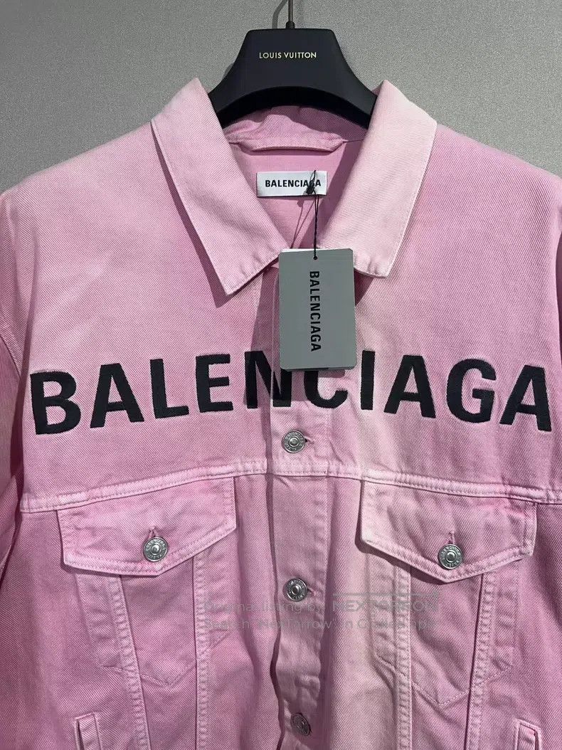 Balenciaga Balenciaga Pink Embroidered Lettering Denim Jacket Size XS / US 0-2 / IT 36-38 - 3 Thumbnail