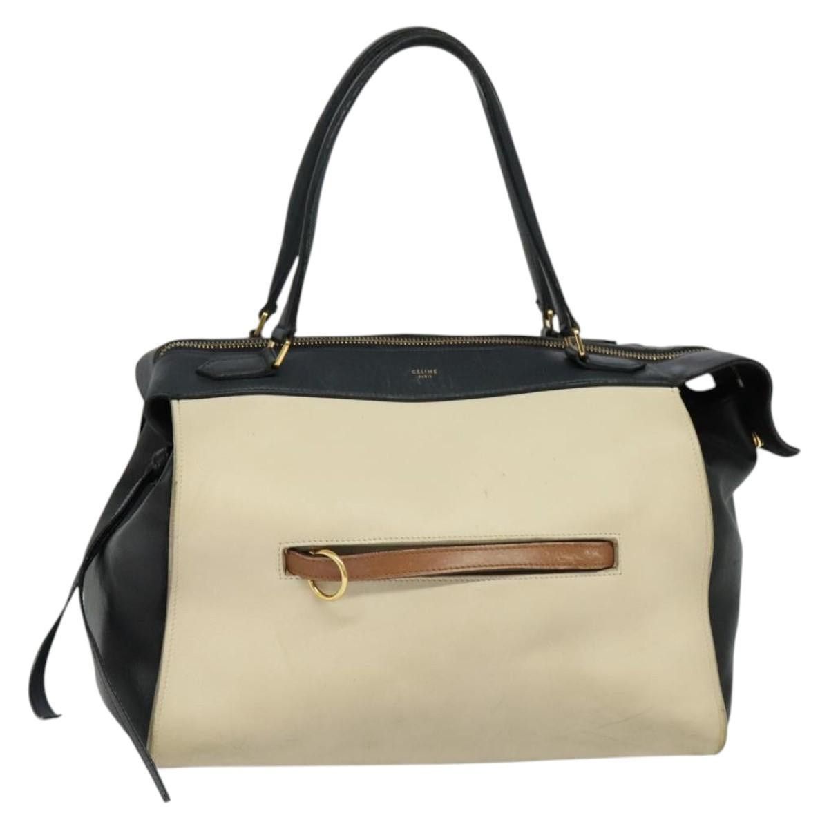 CELINE Ring Bag Hand Bag Leather Beige Gold