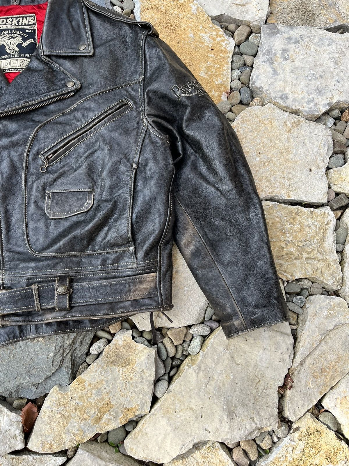 NFL × Vintage Vintage leather Redskins biker jacket distressed ramones Size US XL / EU 56 / 4 - 5 Thumbnail