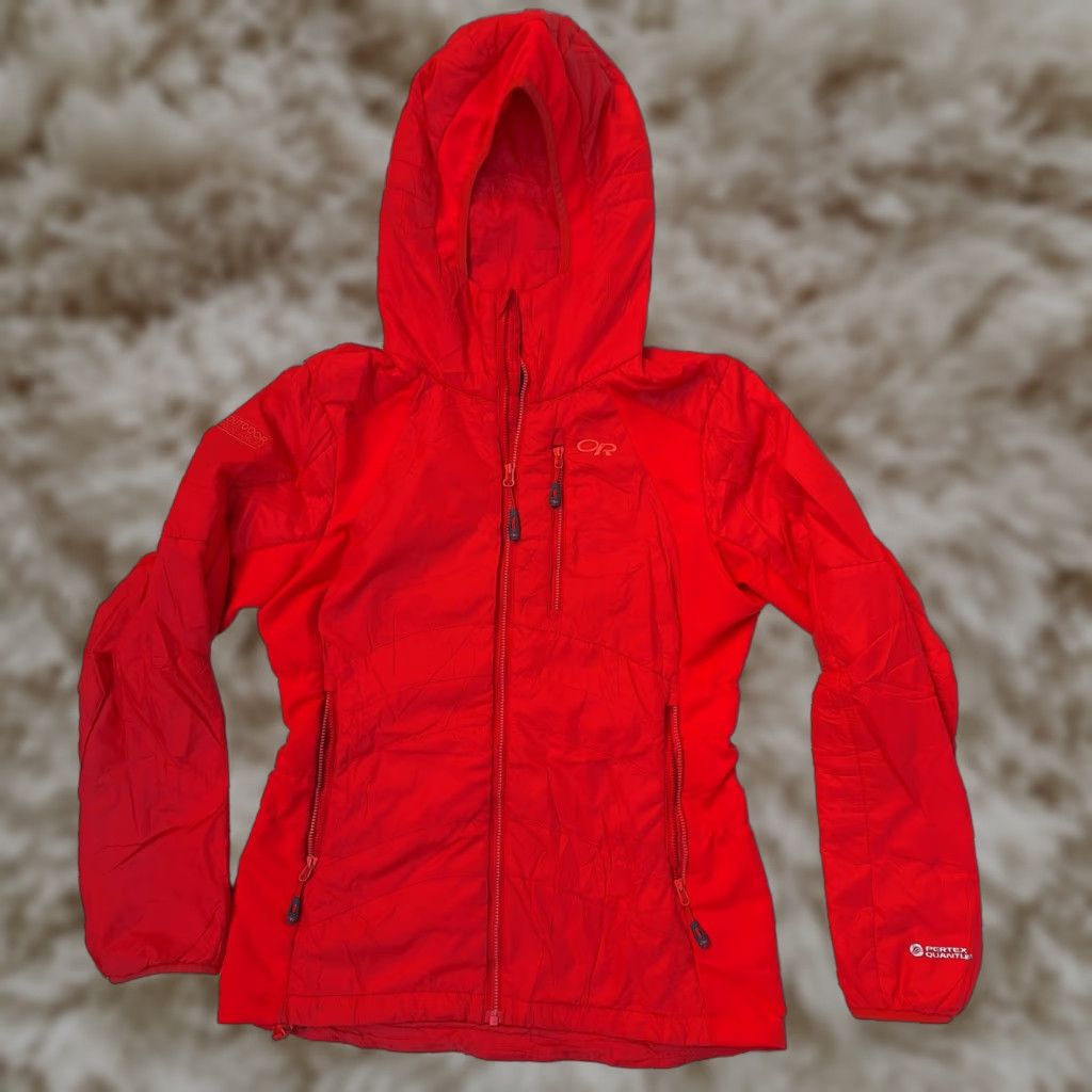 VINTAGE Outdoor Research Womens Cathode Hooded Jacket Full Zip Pertex Red Small