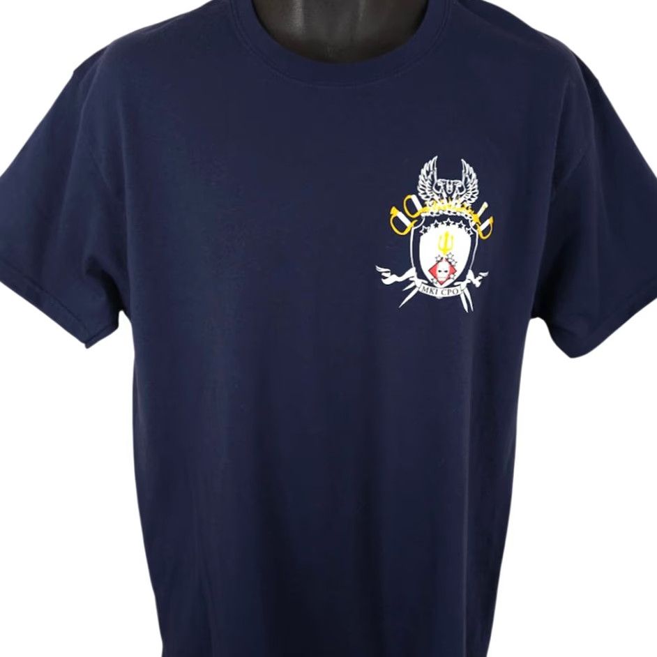 Hanes USS Makin Island LHD8 T Shirt Mens Size Large Blue Chiefs Mess US Navy Amphibious Assault Ship T-Shirt Mens Blue Navy USN Military Wasps Size US L / EU 52-54 / 3 - 2 Thumbnail