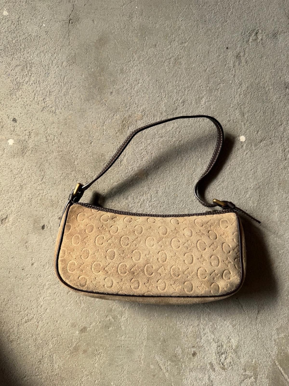 Celine Celine Macadam Suede Shoulder Bag Beige/Brown Size ONE SIZE - 7 Thumbnail