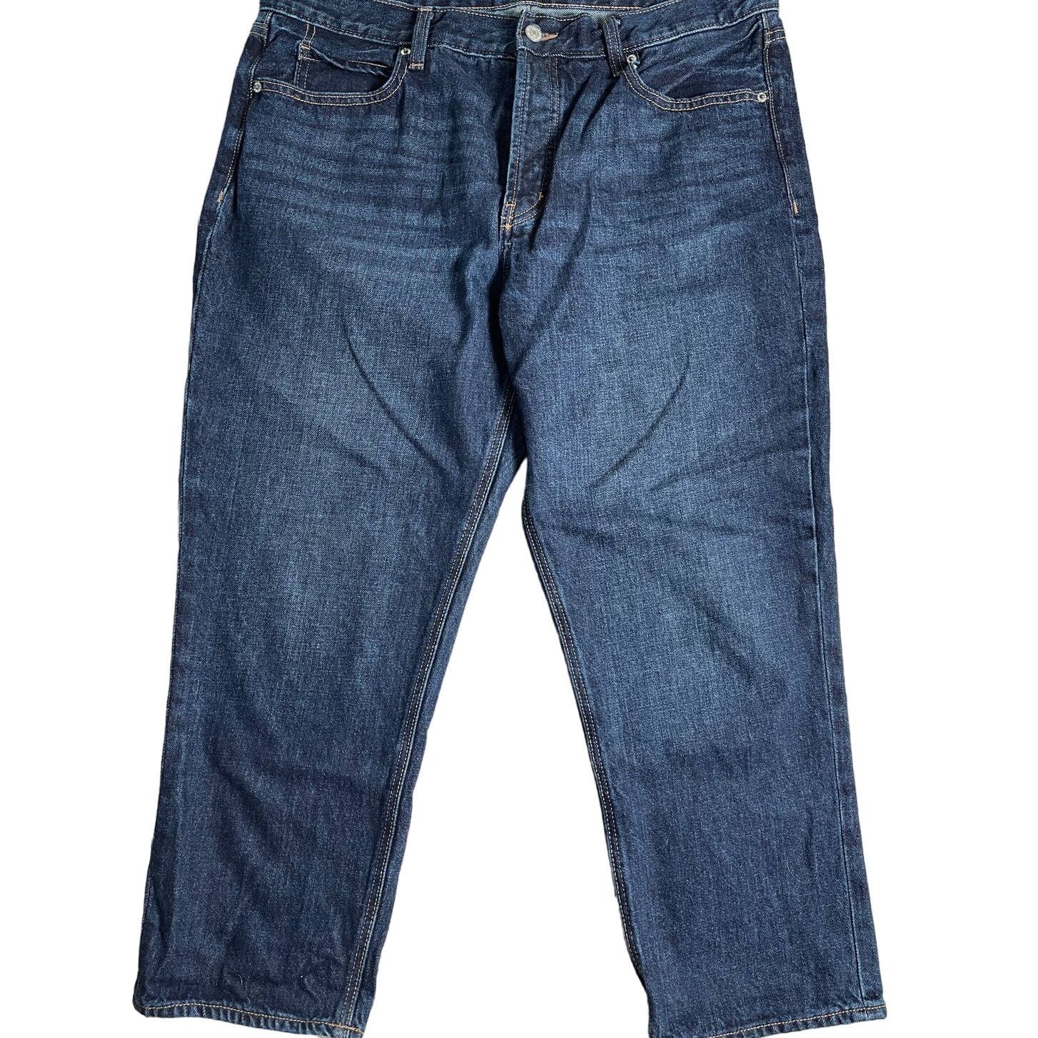 Old Navy Old Navy High Rise Slouchy Straight Dark Denim CAPRI Jean 14 Size 36" / US 14 / IT 50 - 1 Thumbnail