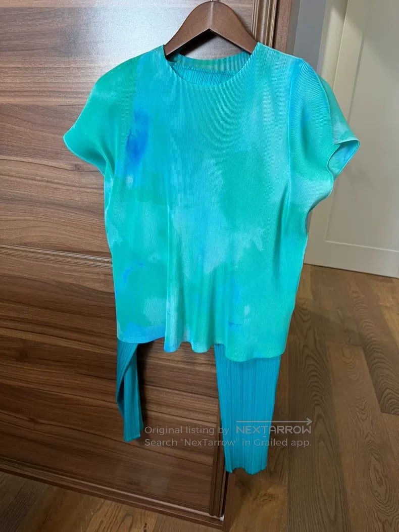 Issey Miyake Issey Miyake size:3 Teal Straight-Leg Pants Size 31" - 4 Thumbnail