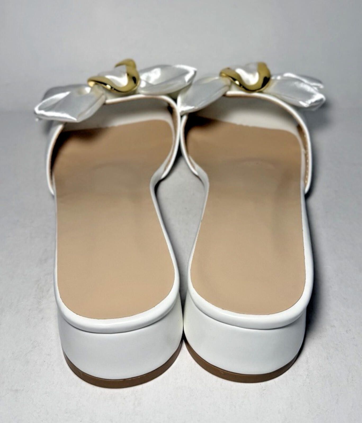 The Unbranded Brand Women's Chunky Heel Mule Sandal Slip On Bow White Size US 7.5 / IT 37.5 - 4 Thumbnail