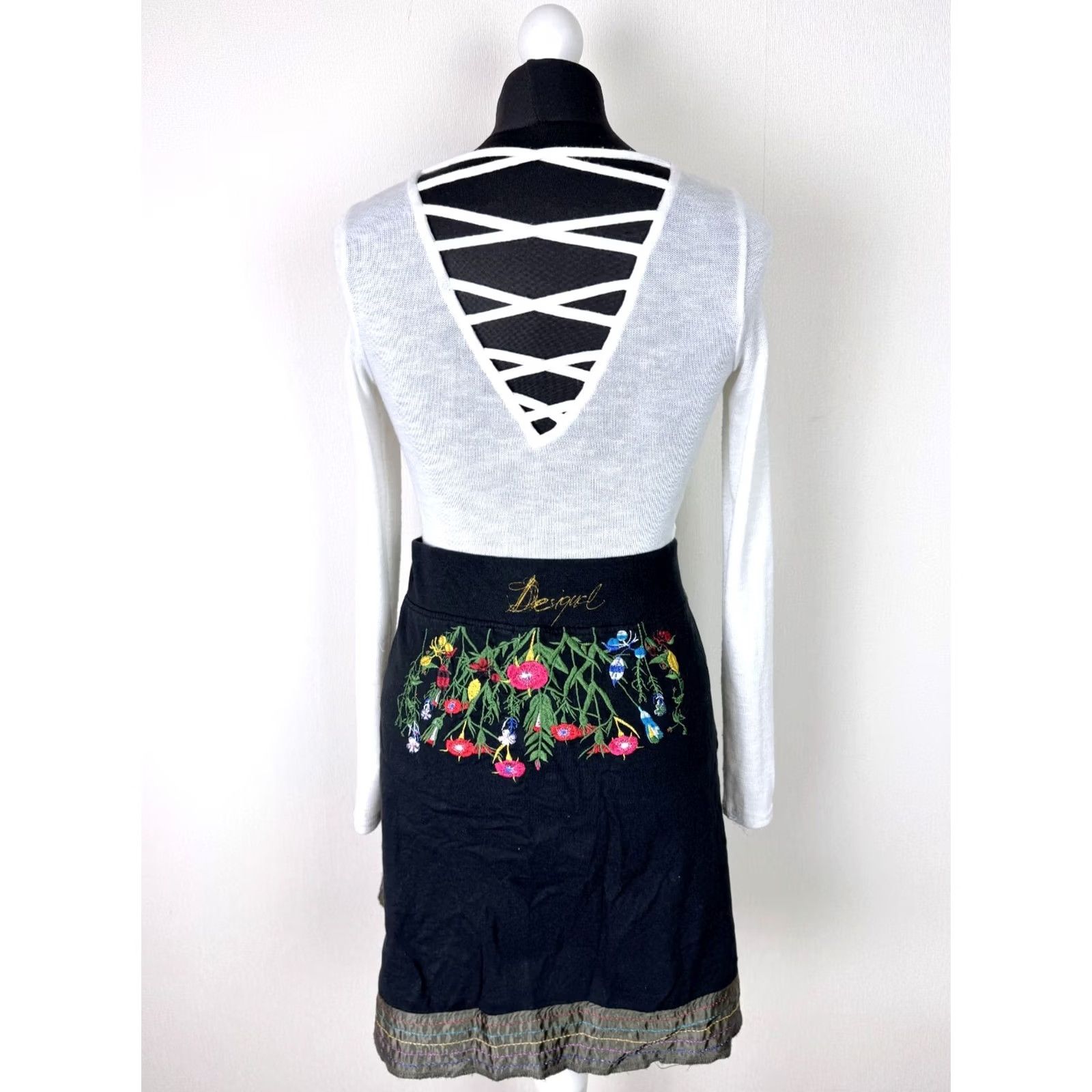 Desigual Desigual Skirt L Womens Knee Length A-Line Black Size 36" / US 14 / IT 50 - 4 Thumbnail