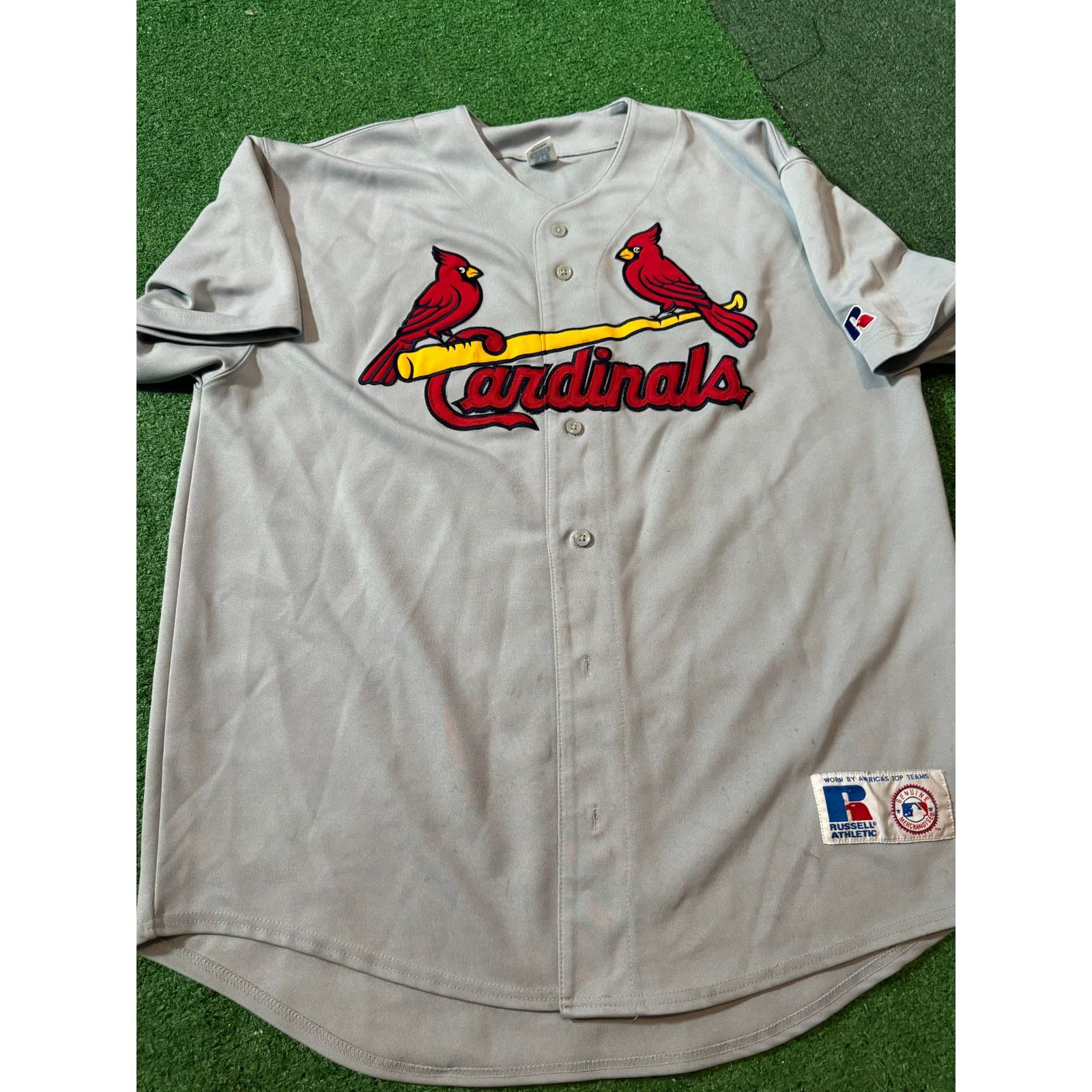 Vtg Russell St Louis Cardinals Grey Jersey Sz XL Baseball