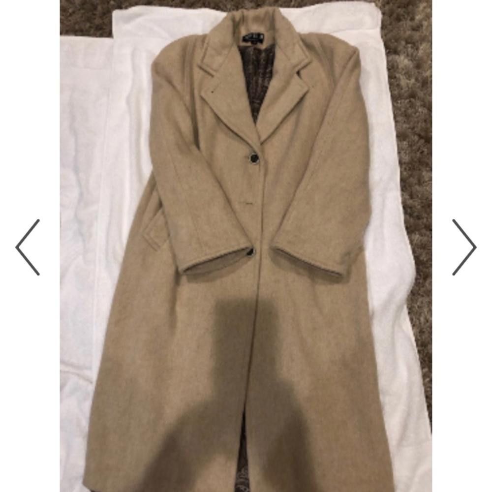 image of Designer Forstmann Jofeld Wool Coat W Paisley Lining in Tan, Women's (Size Large)
