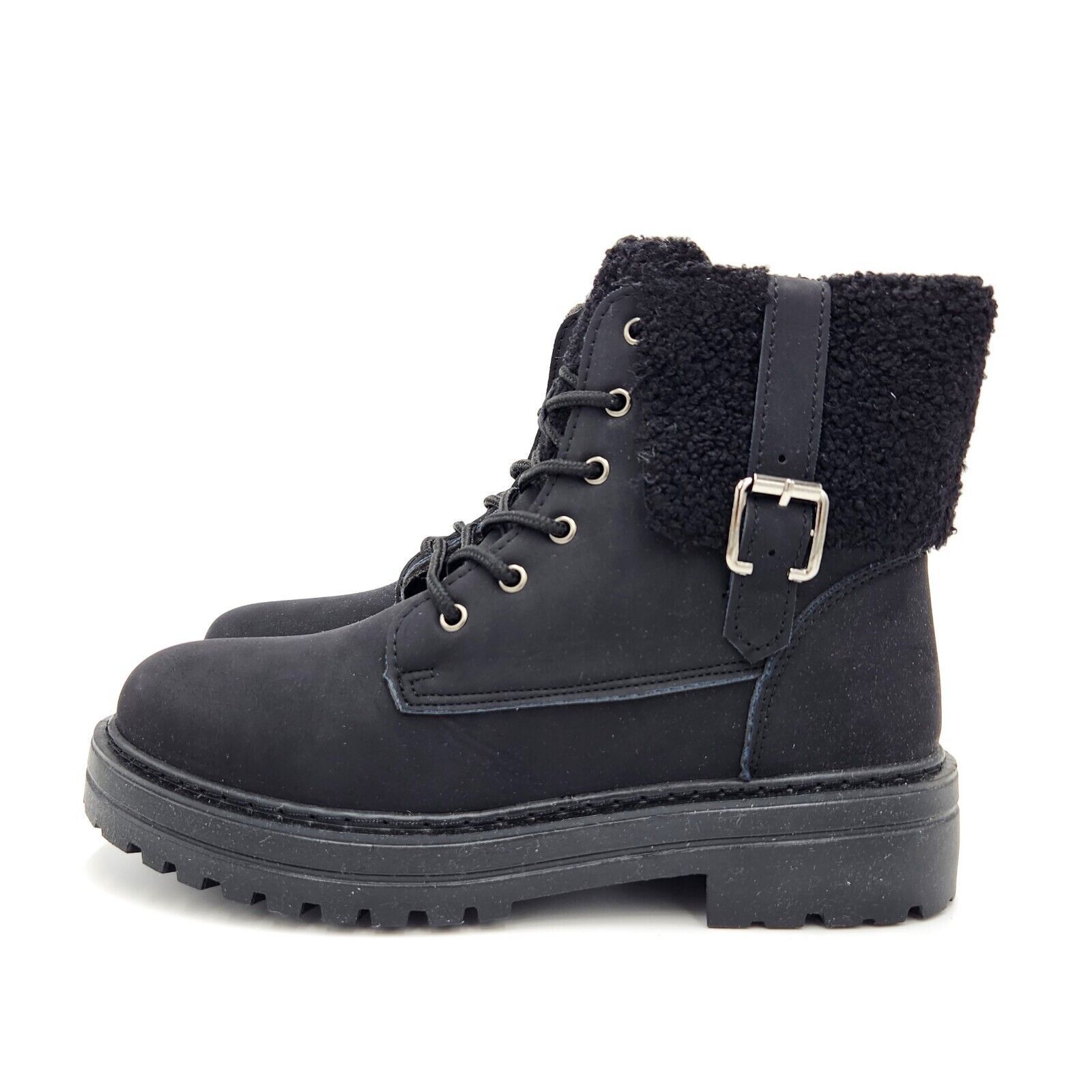 The Unbranded Brand Olivia Miller Women Black Lace-up Combat Boots Size 8.5 Size US 8.5 / IT 38.5 - 5 Thumbnail