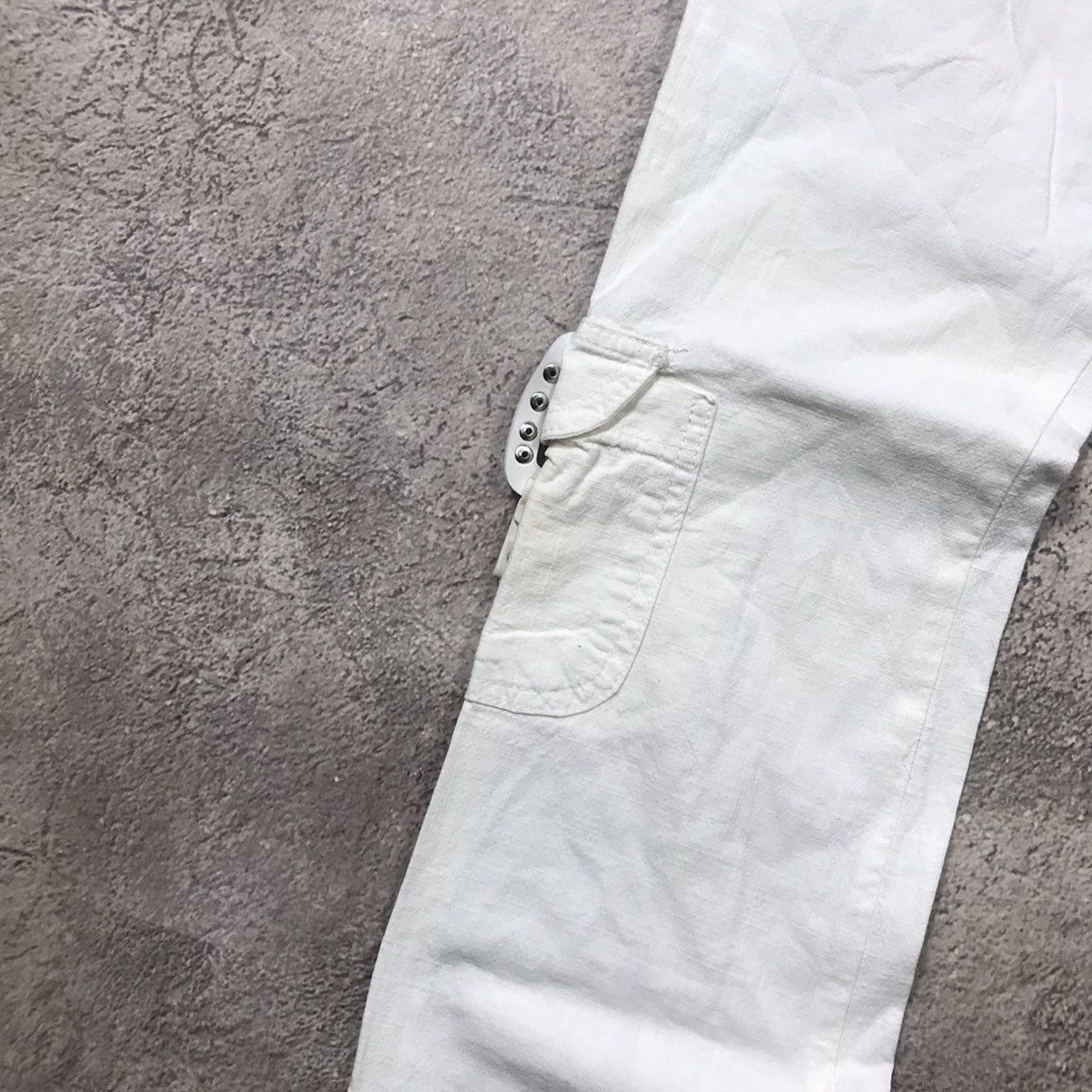 Vintage Y2K White Distressed Cargo Pants Baggy Wide Leg Streetwear M Size 23" - 2 Thumbnail