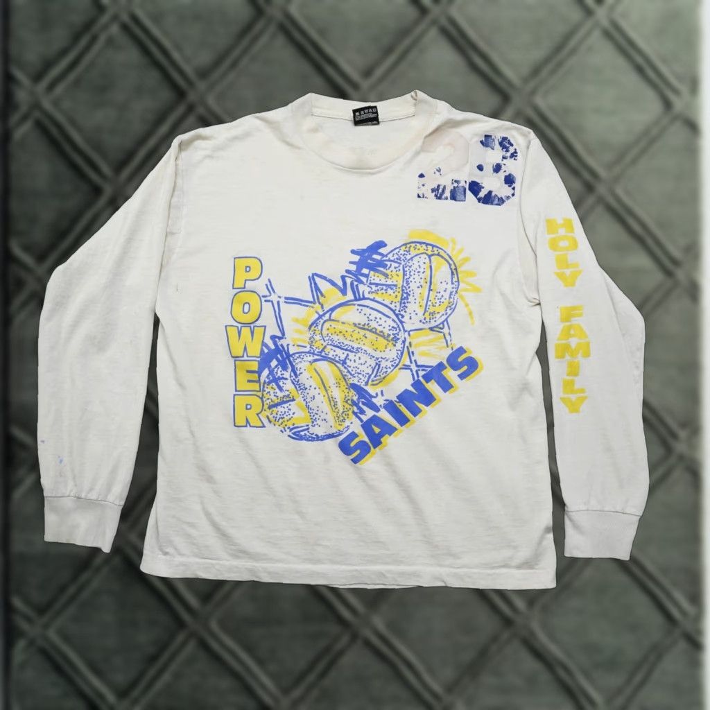 Fruit Of The Loom VINTAGE Fruit of the Loom Shirt Mens L 90s White Cotton Crew Neck Short Sleeve Football Jesus Volley Ball - 1990s Size US L / EU 52-54 / 3 - 1 Thumbnail