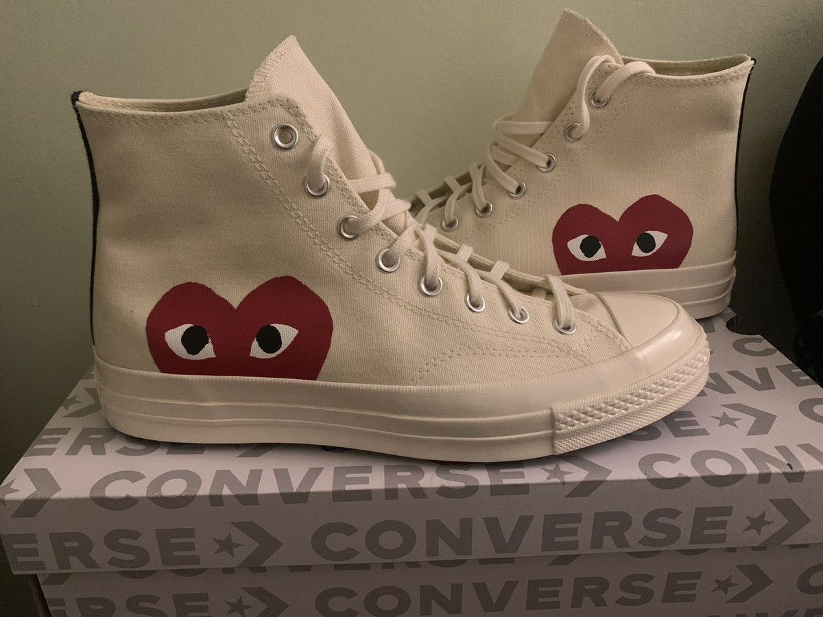 Converse NEW Chuck 70 CDG Hightops with Red Heart | Grailed