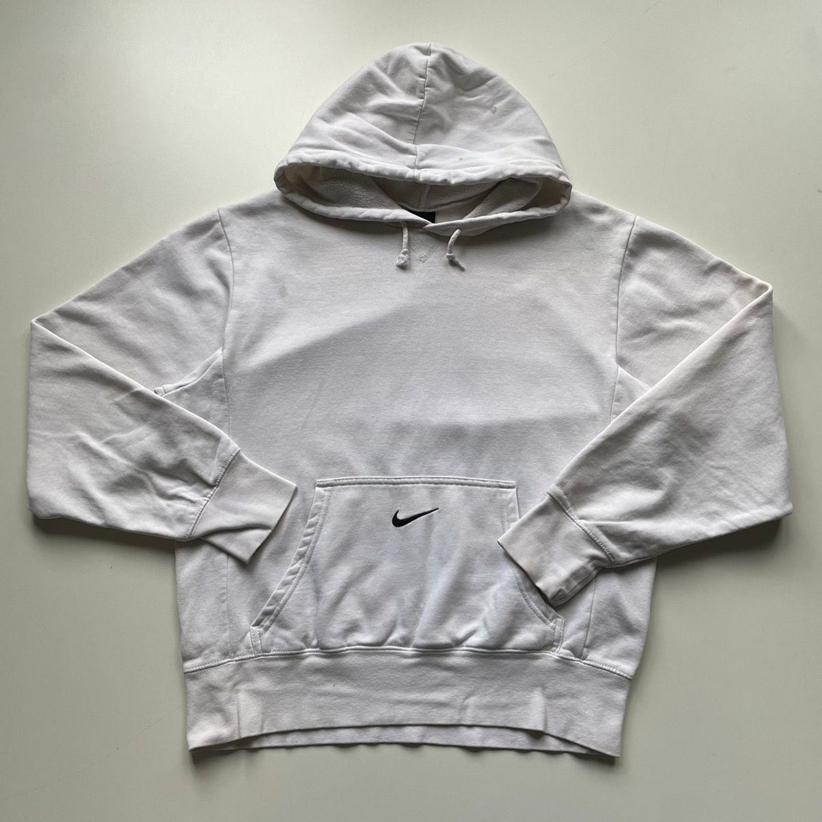 Vintage Y2K Nike Center Swoosh Hoodie Small White Rare