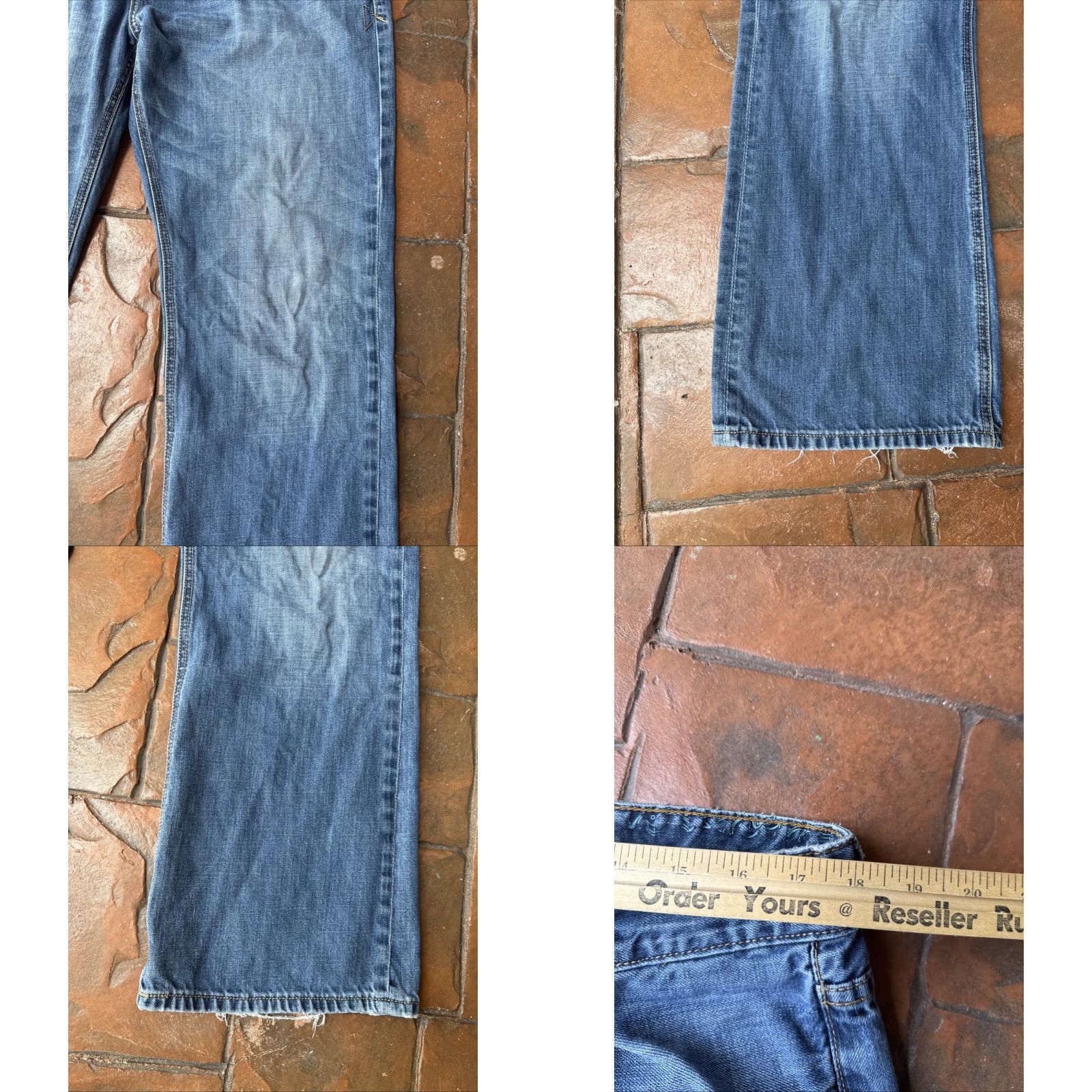 Marcs VINTAGE Marc Ecko Jeans Bootcut Mens 38x30 Dark Blue Cotton Embroidered 90s Grunge Hip Hop Pockets Relaxed Bootscut 38 Mens Size US 38 / EU 54 - 9 Thumbnail