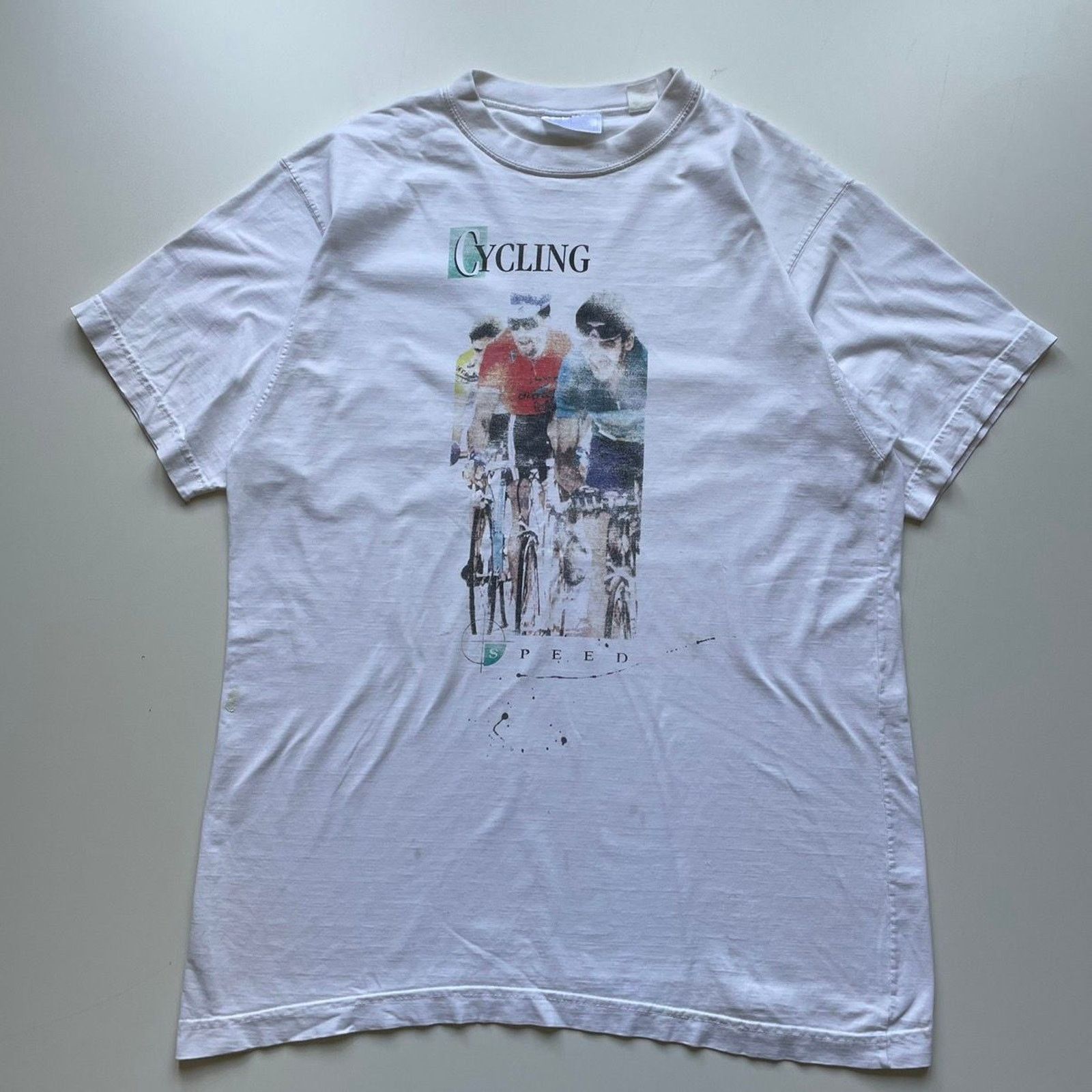 Vintage Vintage 90s Cycling Biking Road Bike Art T Shirt Large Rare Size US L / EU 52-54 / 3 - 1 Thumbnail