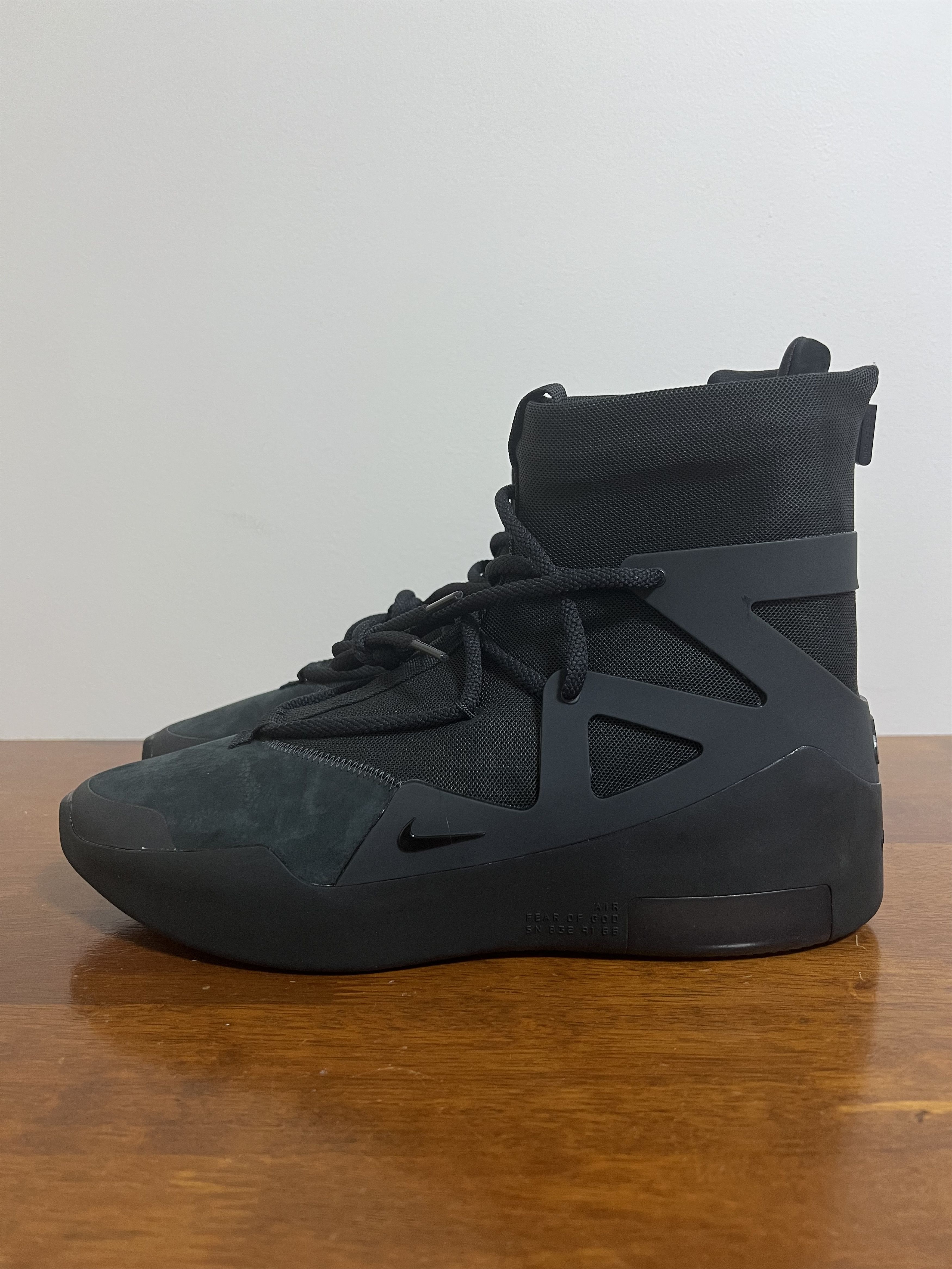 Fear of God × Nike 💚 2020 Fear of God x Nike "Air Fear of God 1" Black Noir Size US 11 / EU 44 - 3 Thumbnail