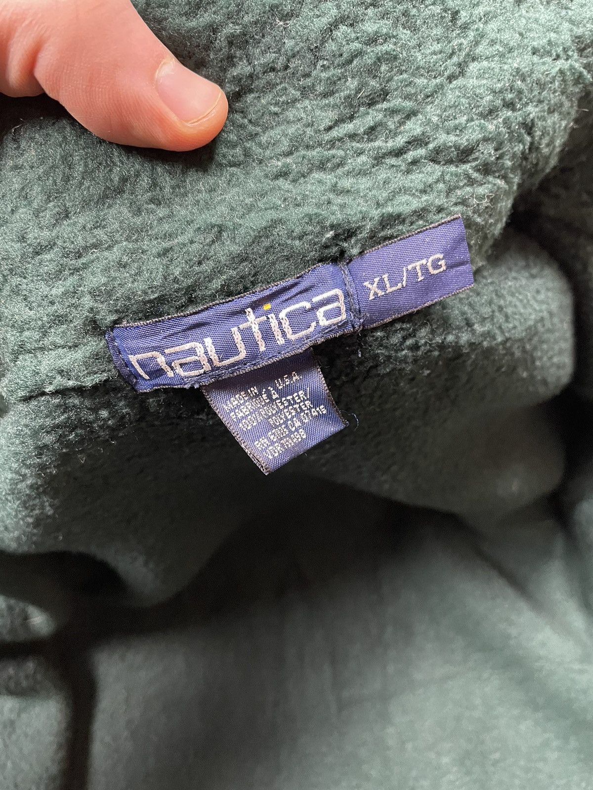 Nautica × Vintage Nautica Vintage Fleece Sweater Green Zip Sweater Made in USA Size US XL / EU 56 / 4 - 8 Thumbnail